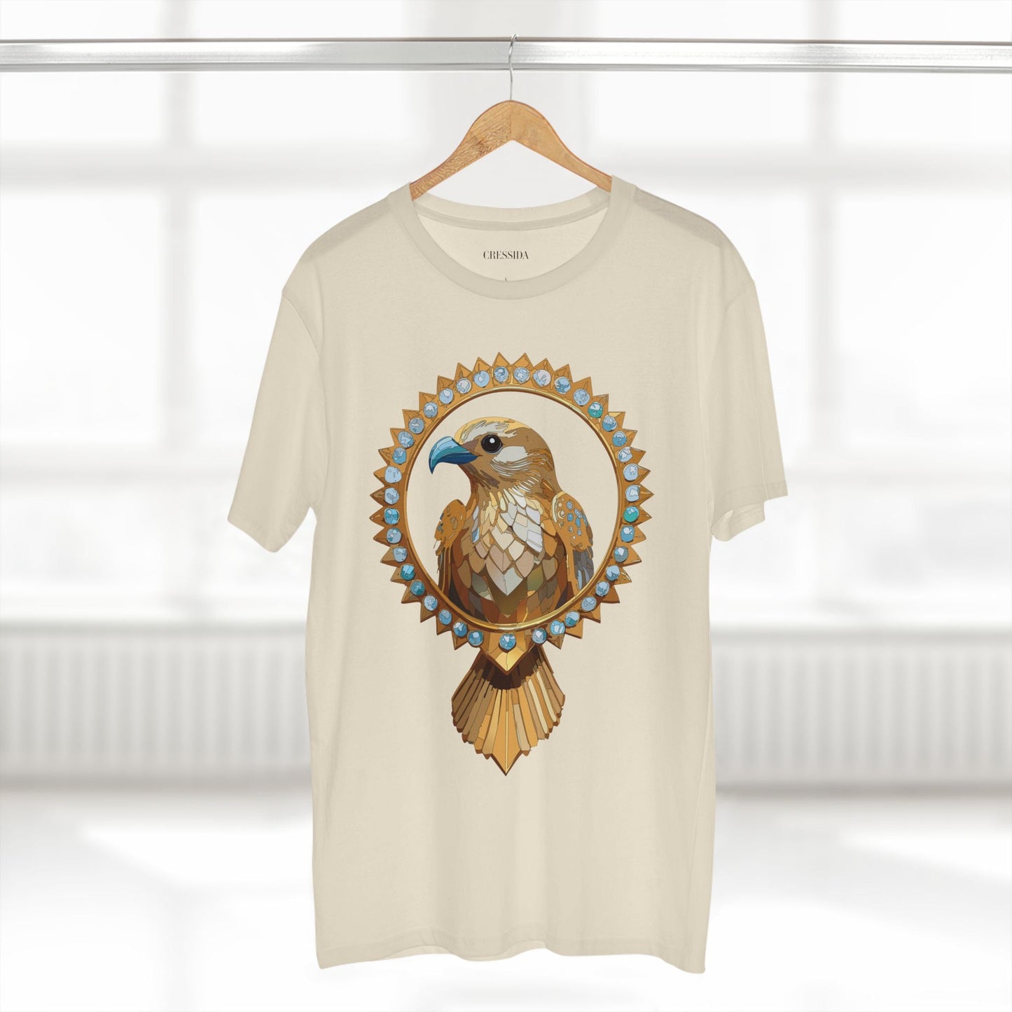 Bird Graphic Unisex 100 Cotton Tee With Unique Animal Golden Medallion Art Design 18