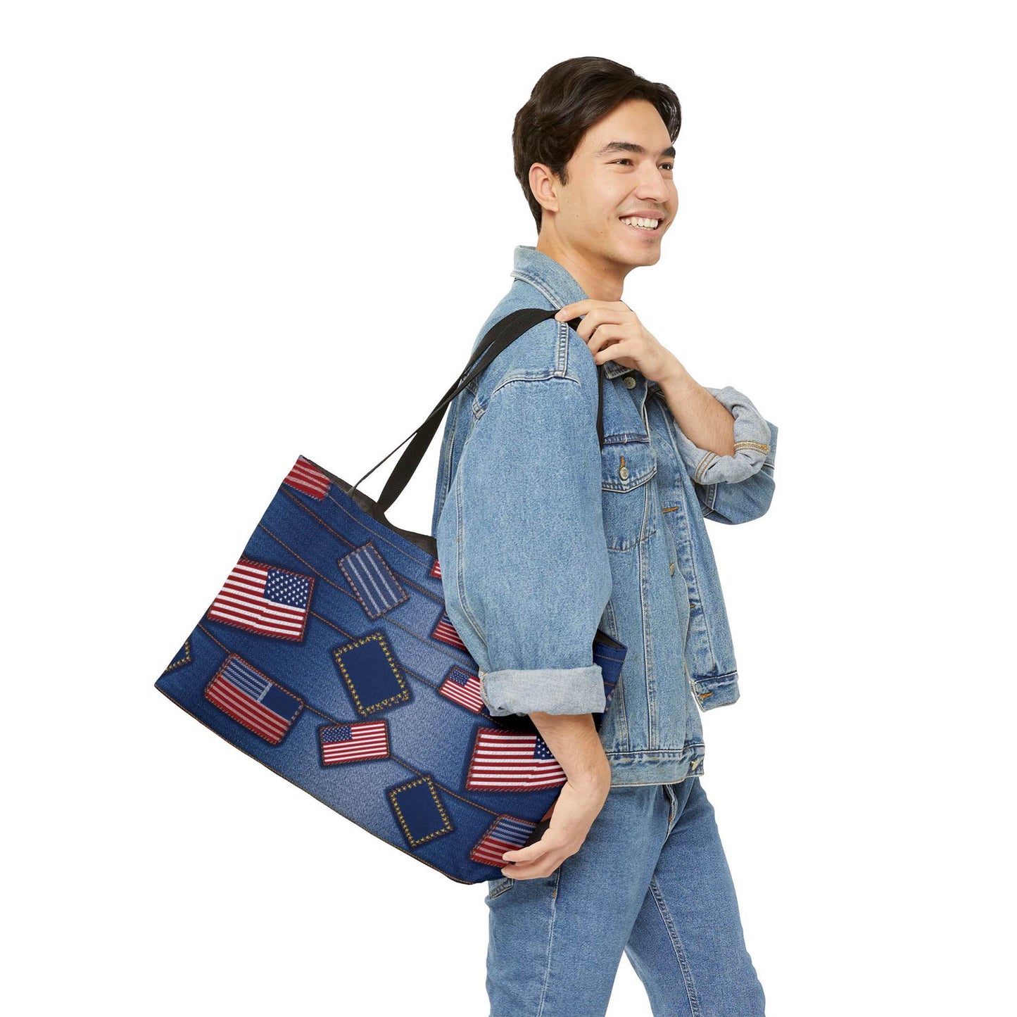 4th of July Denim Color Imitation Print Unisex  Yoga Bag  Spun Poly 24x13 Canvas Bag 63