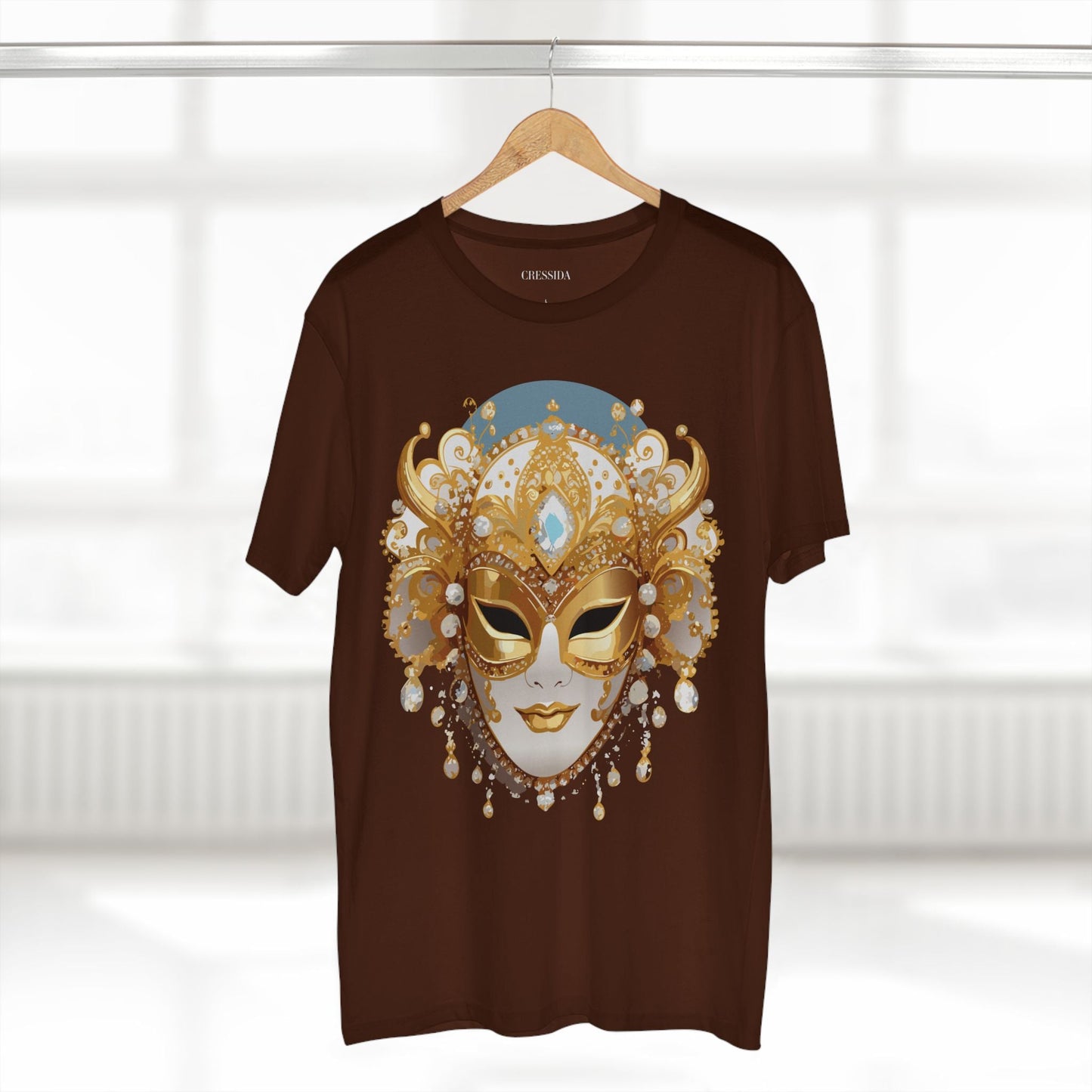 Carnival Mask Graphic T-Shirt Unisex 100 Cotton With Antique Gold Art Design Tee 17