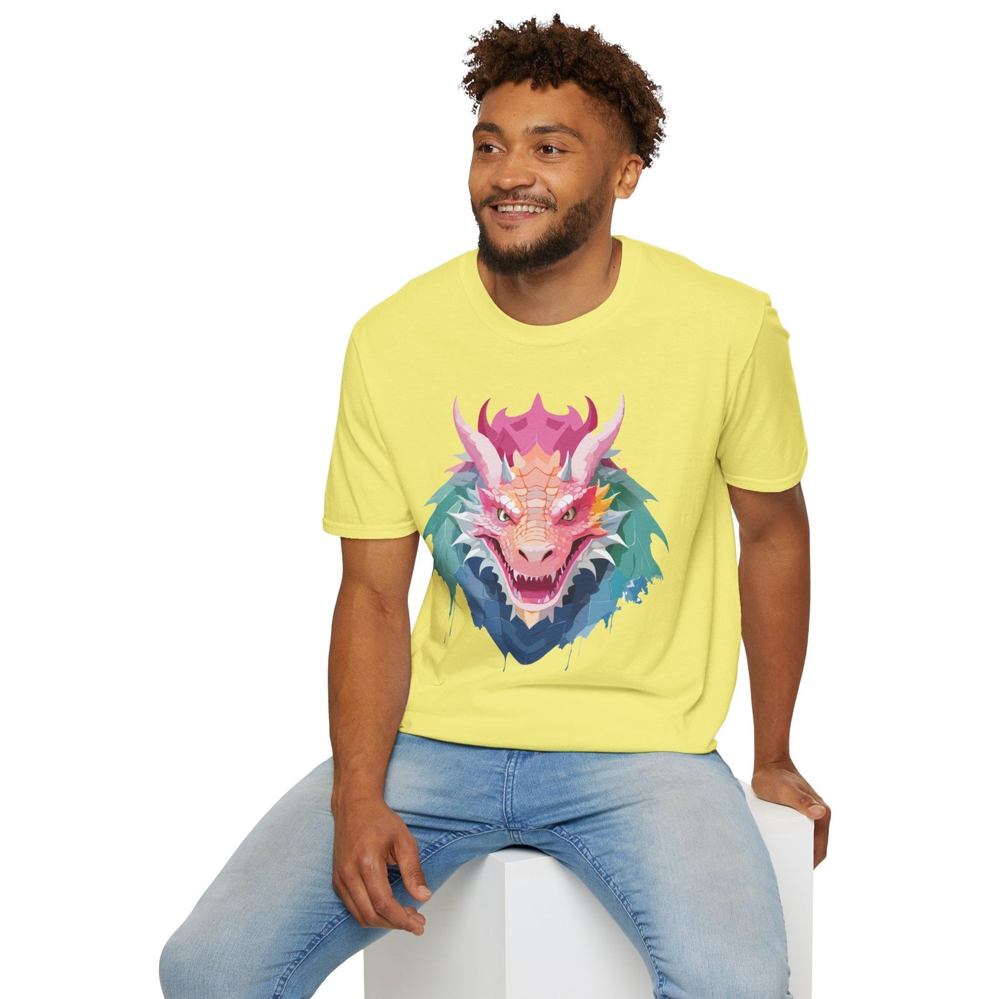 Dragon T Shirt Unisex Softstyle Cotton Tee With Animal Art Design Graphic Print Artwork