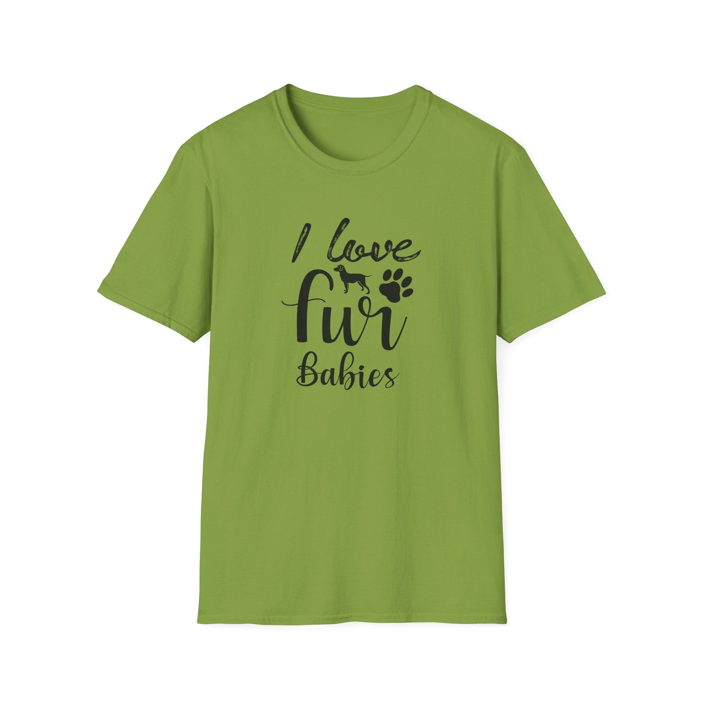 I Love Fur T-Shirt Dog & Cat Paw Graphic Tee for Pet Lovers Unisex Cotton T-Shirt Gildan Softstyle 64000 Tee