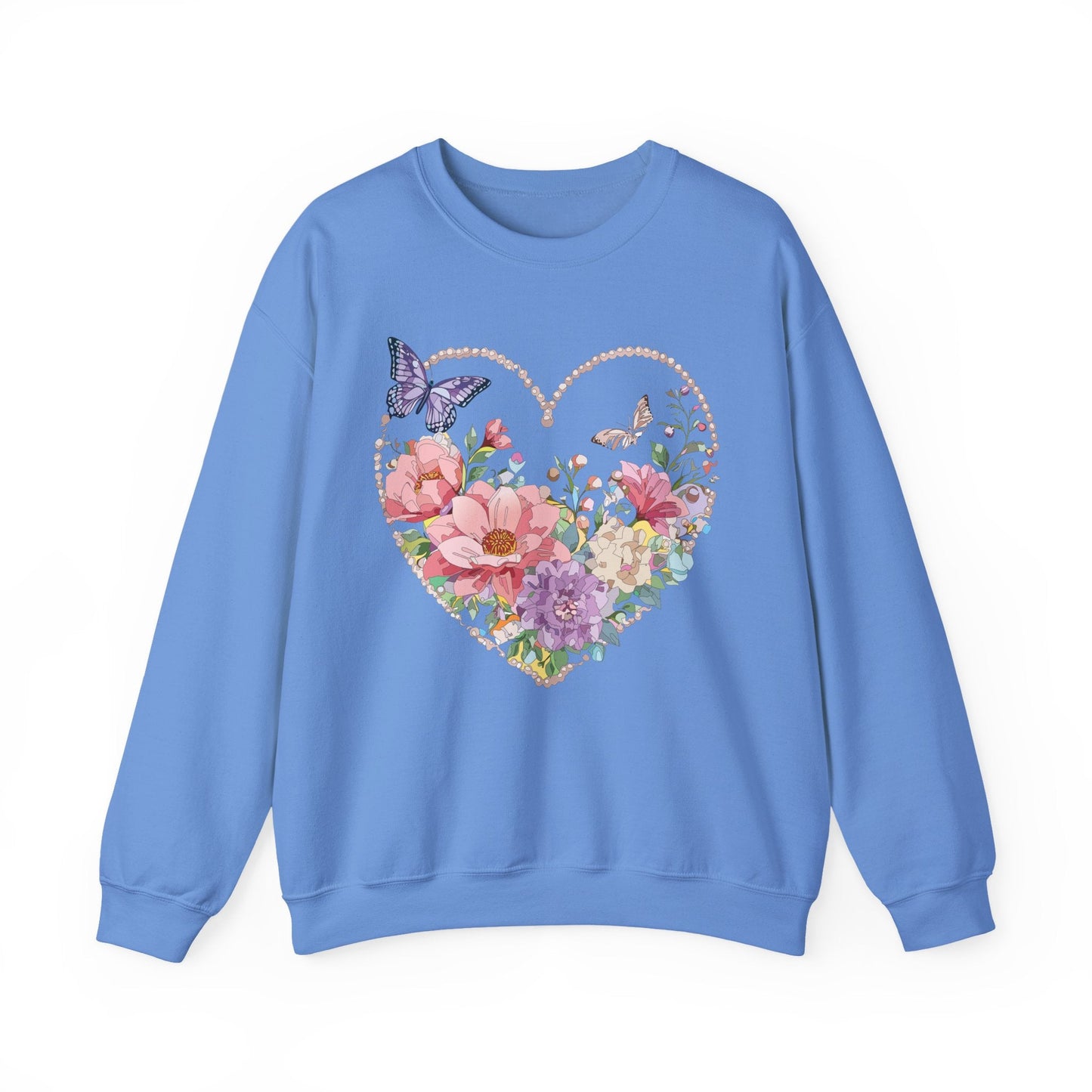 Floral Heart Sweatshirt Unisex Floral Love Crewneck Heavy Blend Gift For Valentine Day Cold Weather