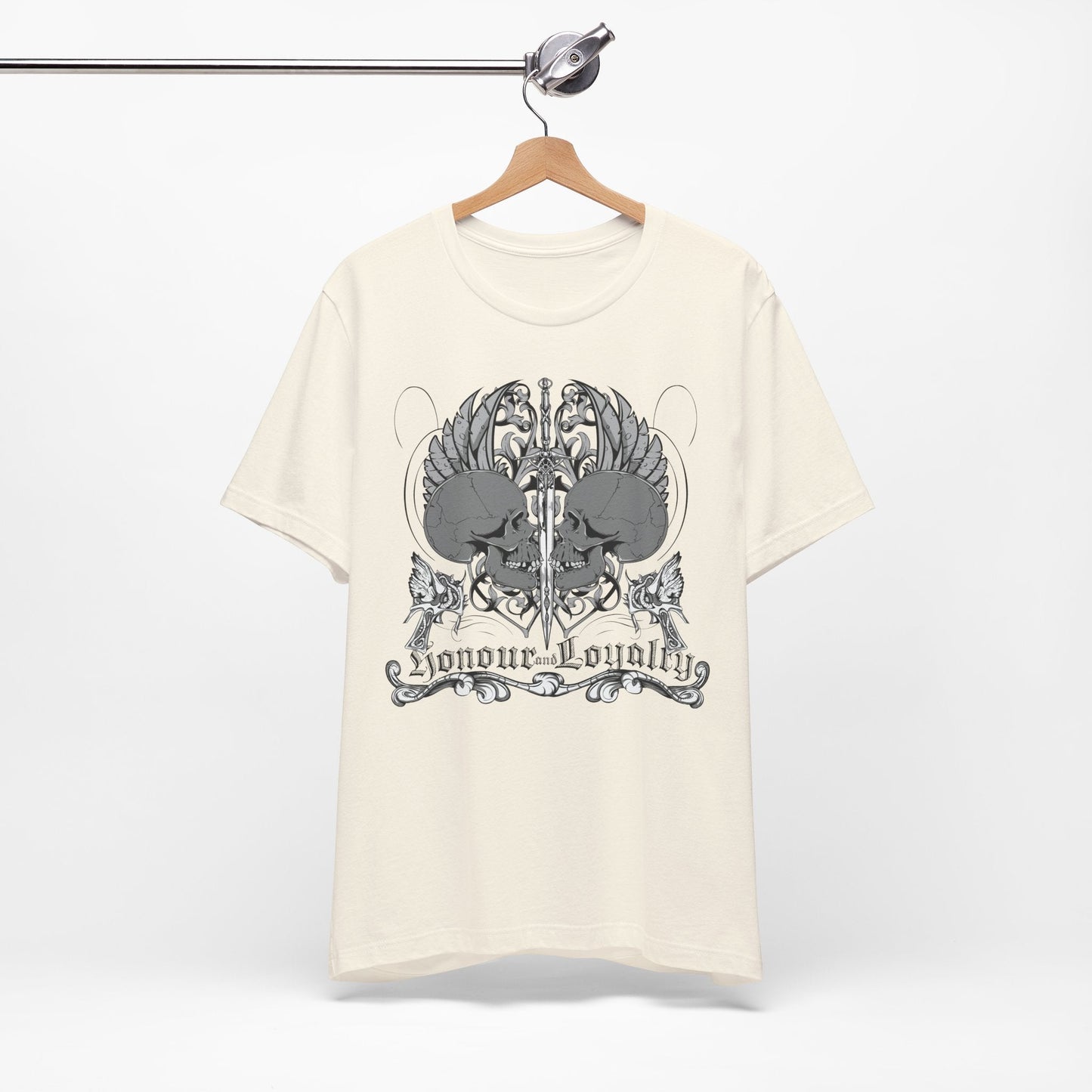 Honor Loyalty crest tee Gothic heraldry skulls wings emblem Art-48