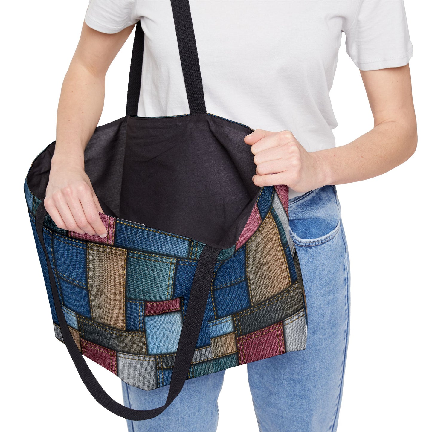 Denim Print Weekender Bag High-Quality 100% Spun Polyester 24x13 Canvas Bag 2