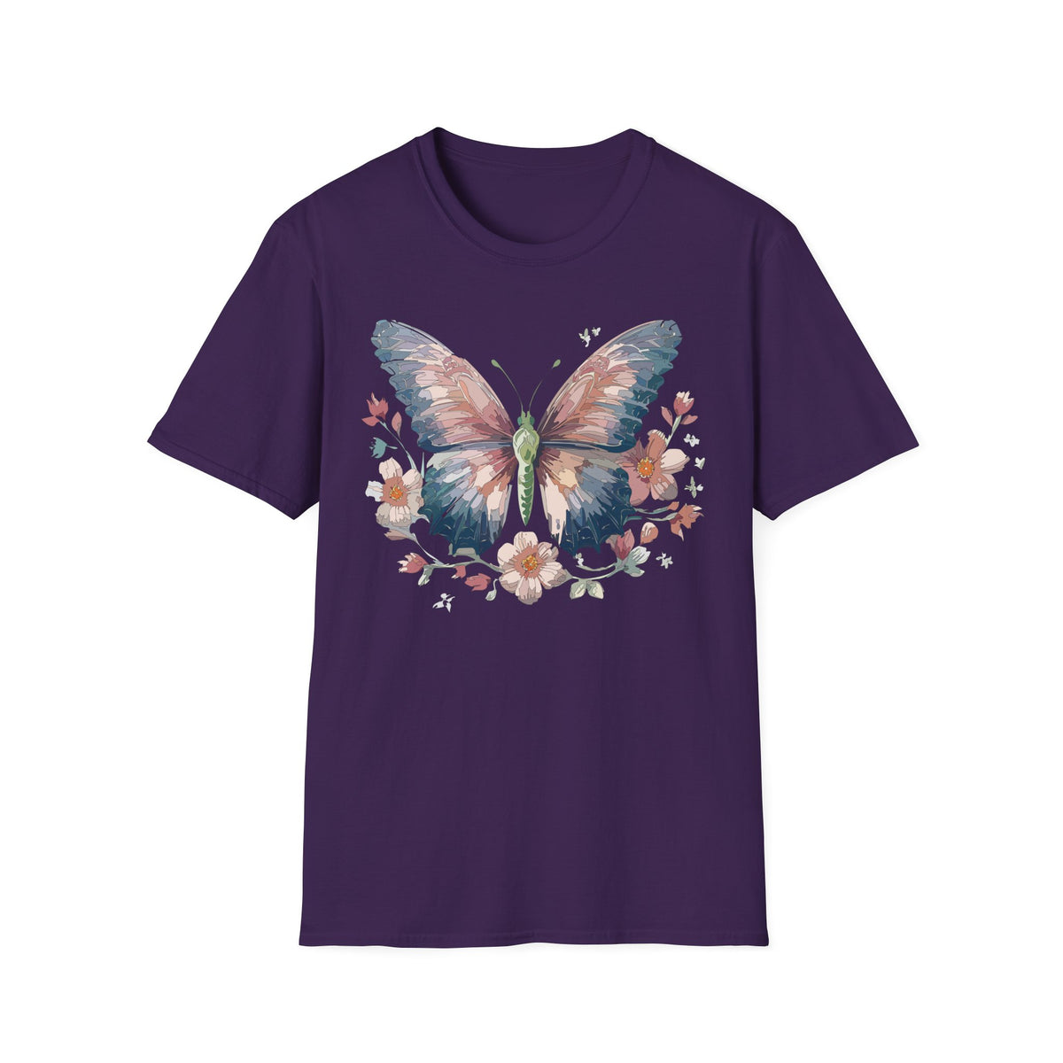Butterfly Floral T-Shirt — Watercolor Butterfly Tee for Women & Nature Lovers Graphic Tee Unisex 100 Cotton Gildan T-Shirt