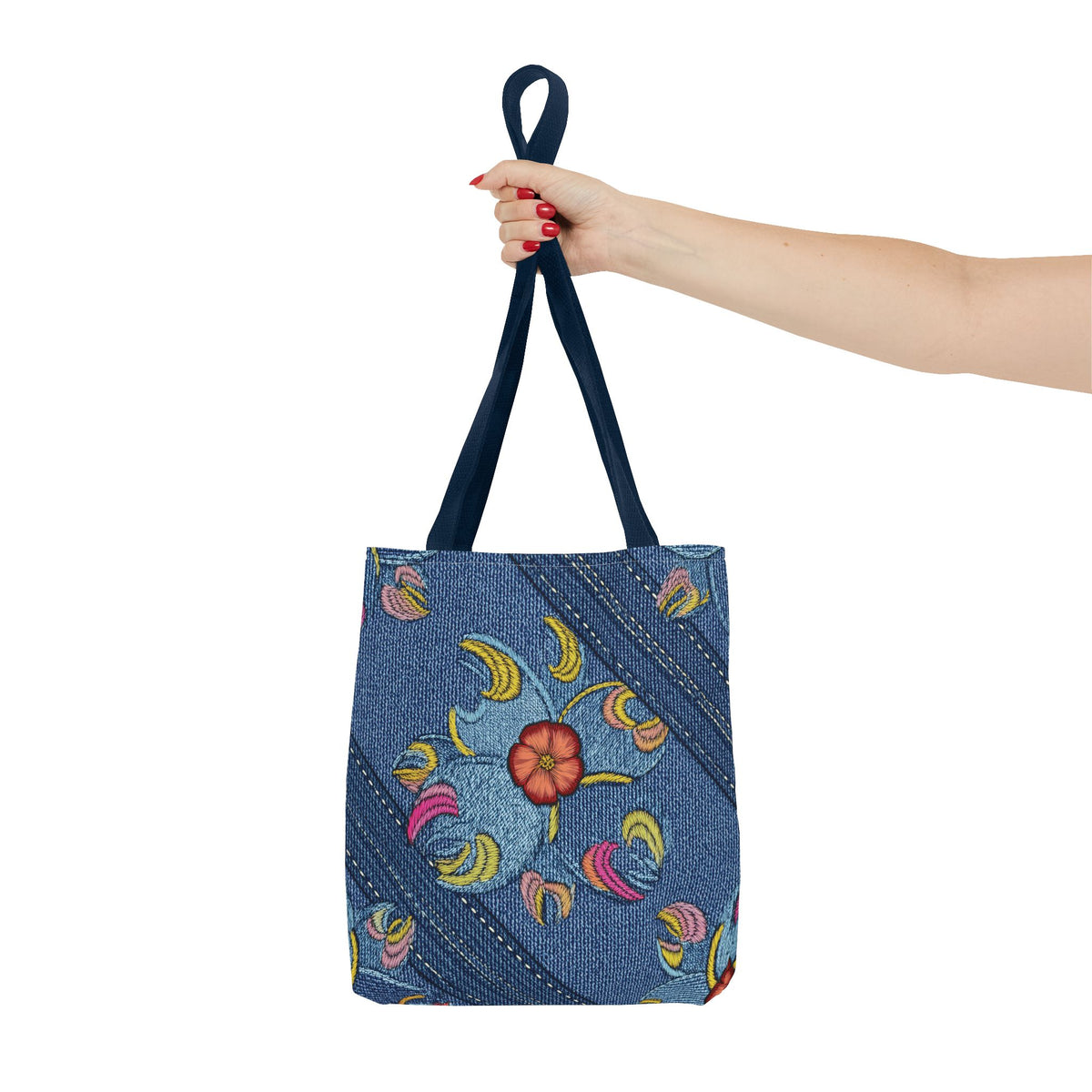 Denim Fabric Imitation Print Unisex Canvas Bag Poly Spun 3 Sizes Tote Bag 159-3