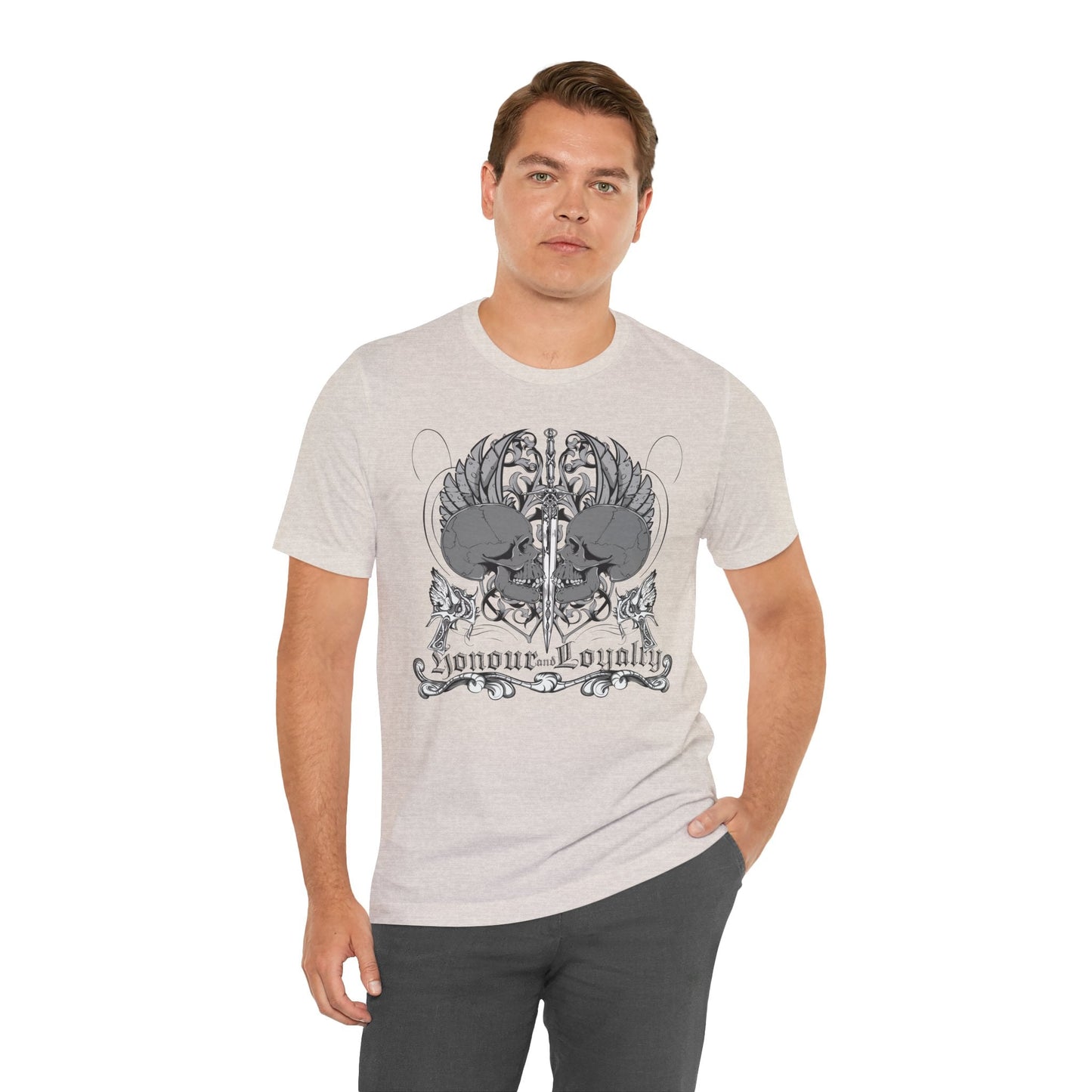 Honor Loyalty crest tee Gothic heraldry skulls wings emblem Art-48