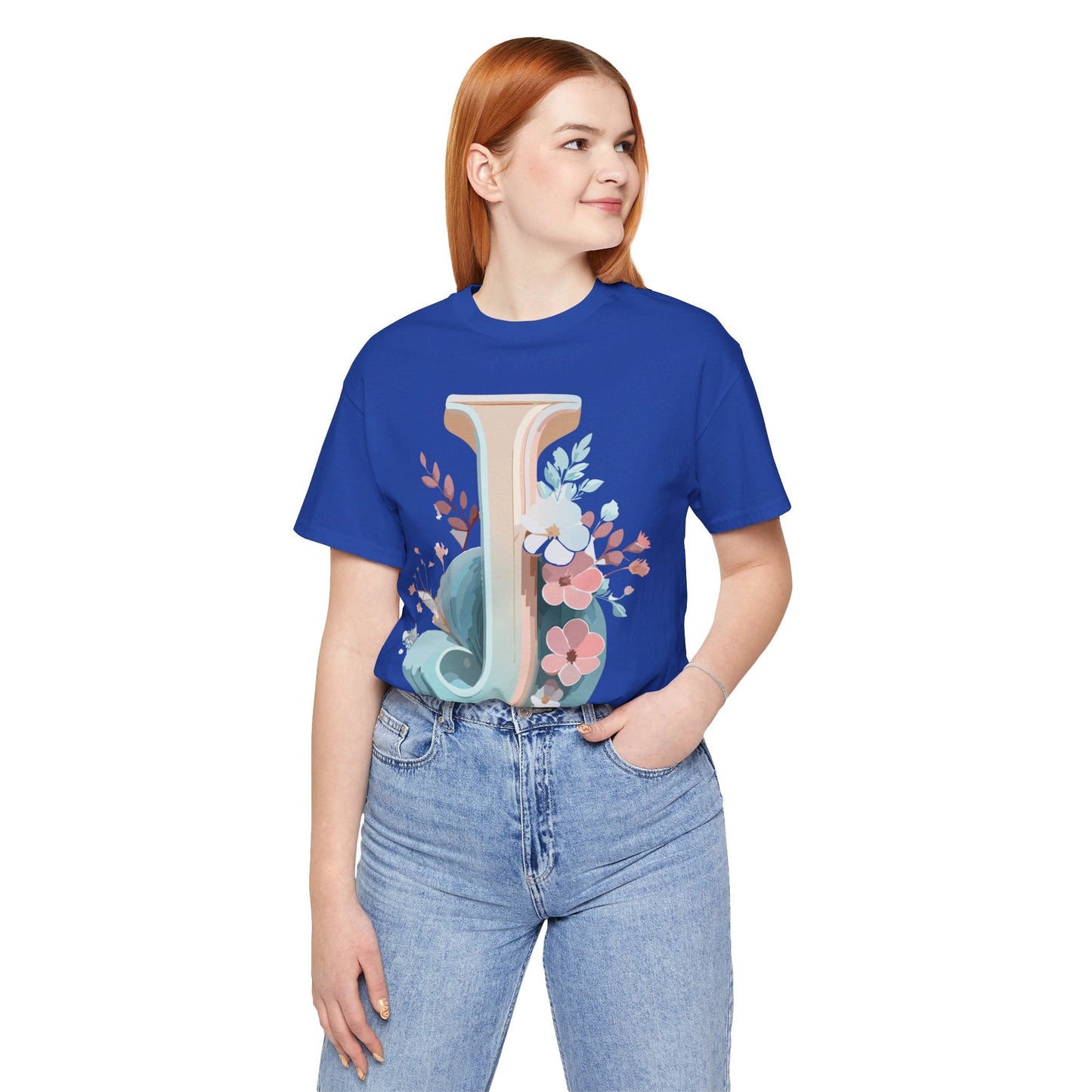Letter J Shirt Graphic Unisex Tee With Original Vintage Inspired Artwork By Adelpha