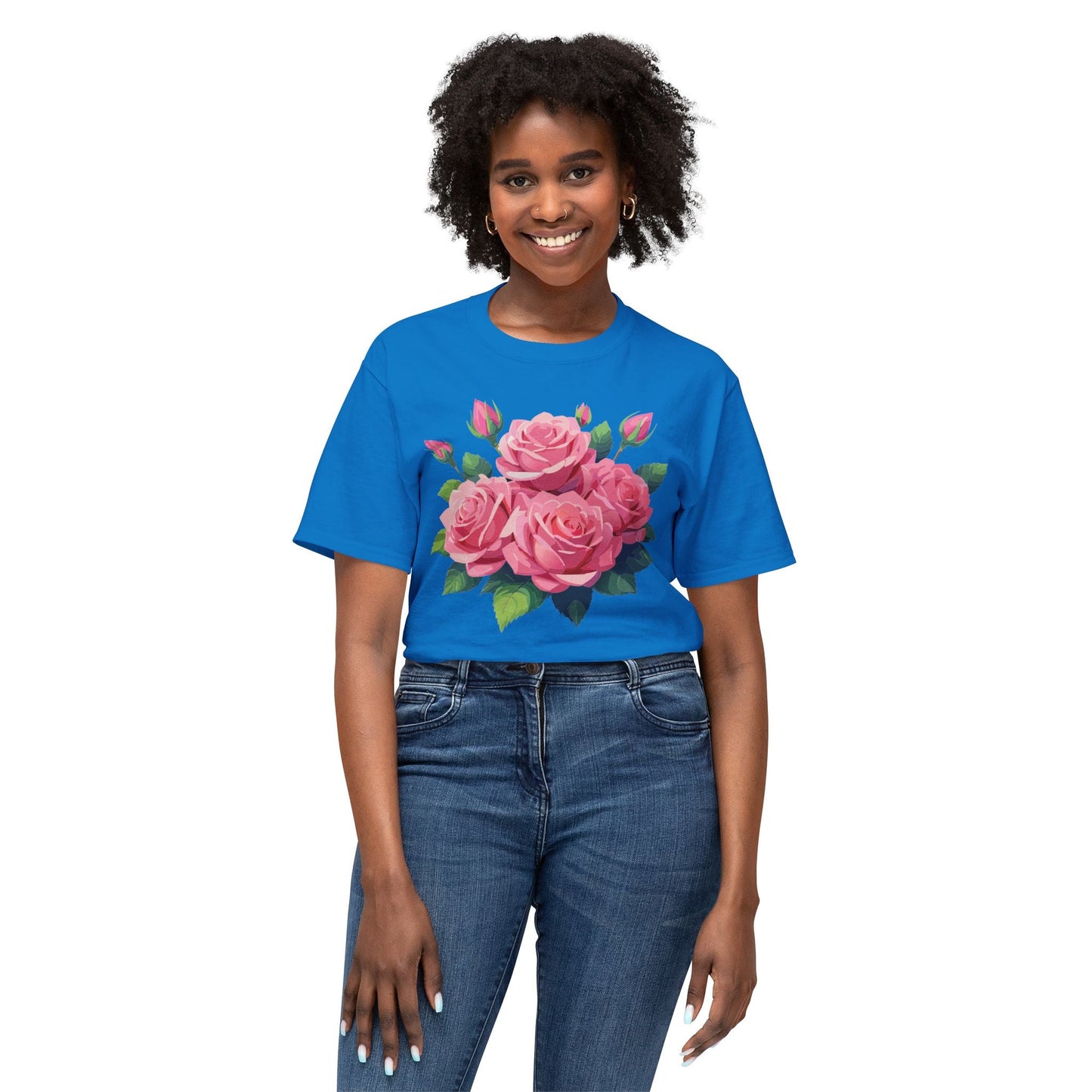 Unisex Floral T Shirt With Vintage Flowers Art Print Cotton Tee USA Made Premium Comfort