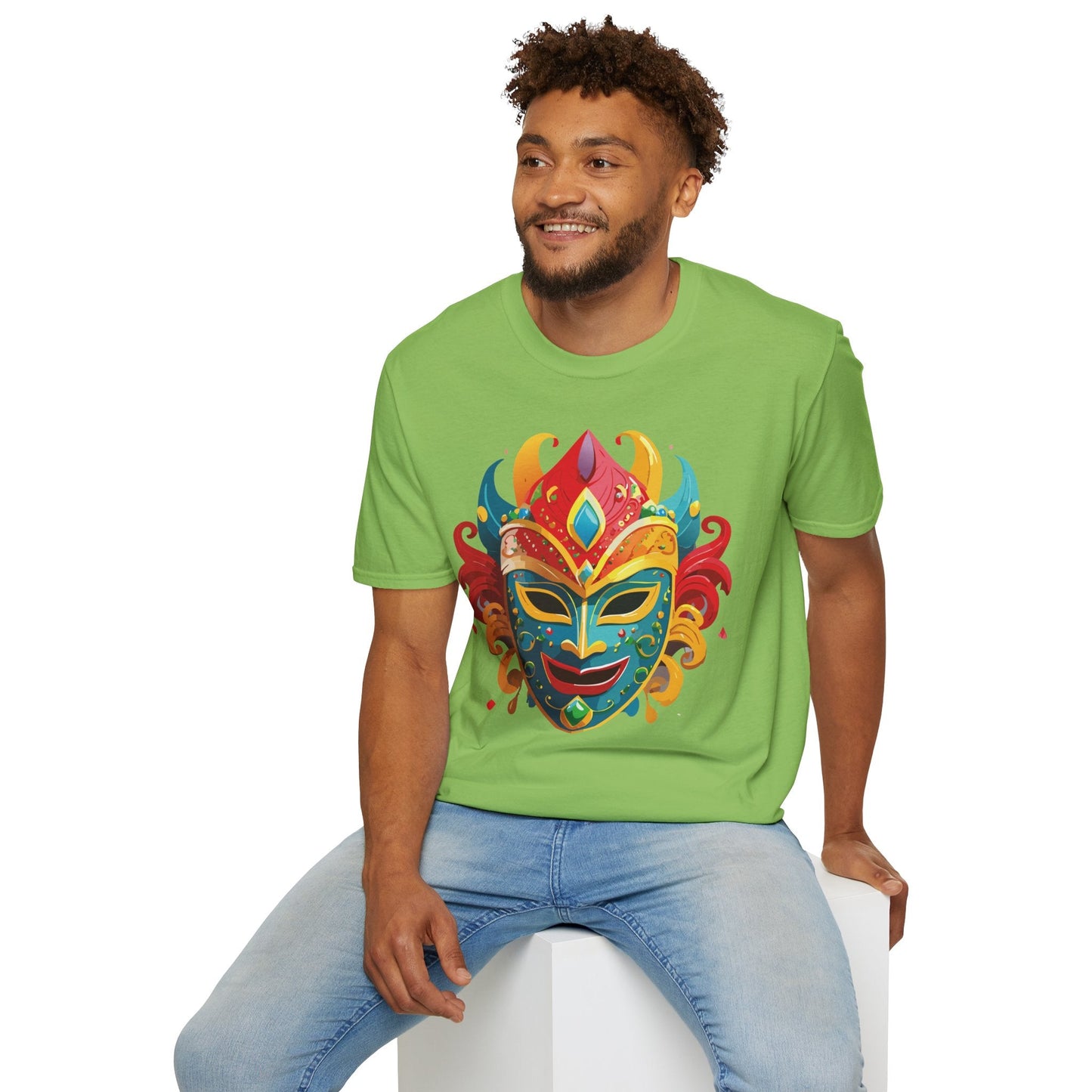Unisex Mask Tee Shirt Gildan Softstyle 64000 Ring Spun Cotton Breathable Masquerade Design