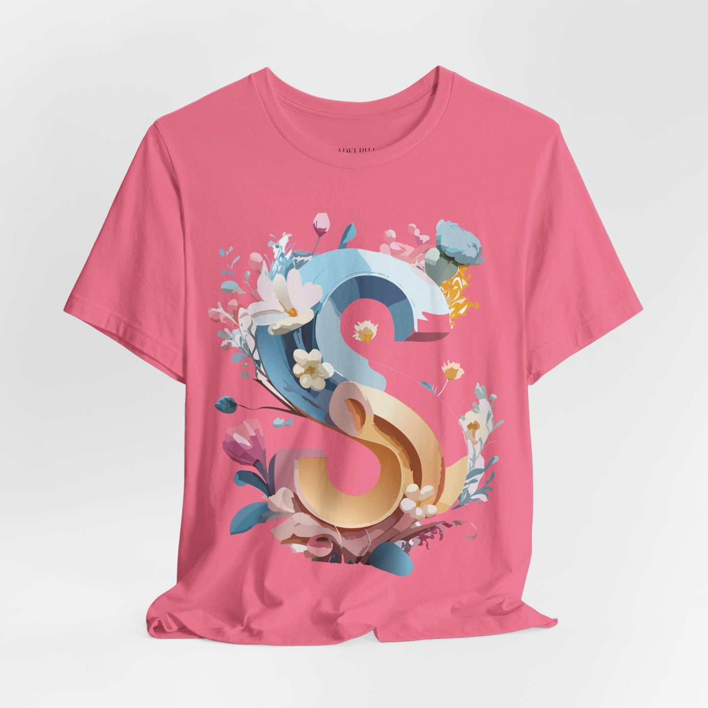 Letter S Shirt Graphic Tee Unisex Short Sleeve Vintage Inspired Adelpha Art Design