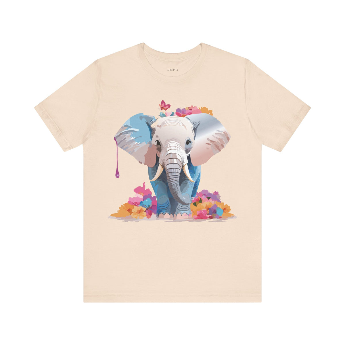 Elephant Graphic Unisex Cotton Bella+Canvas Tee with Art Animal Design e123