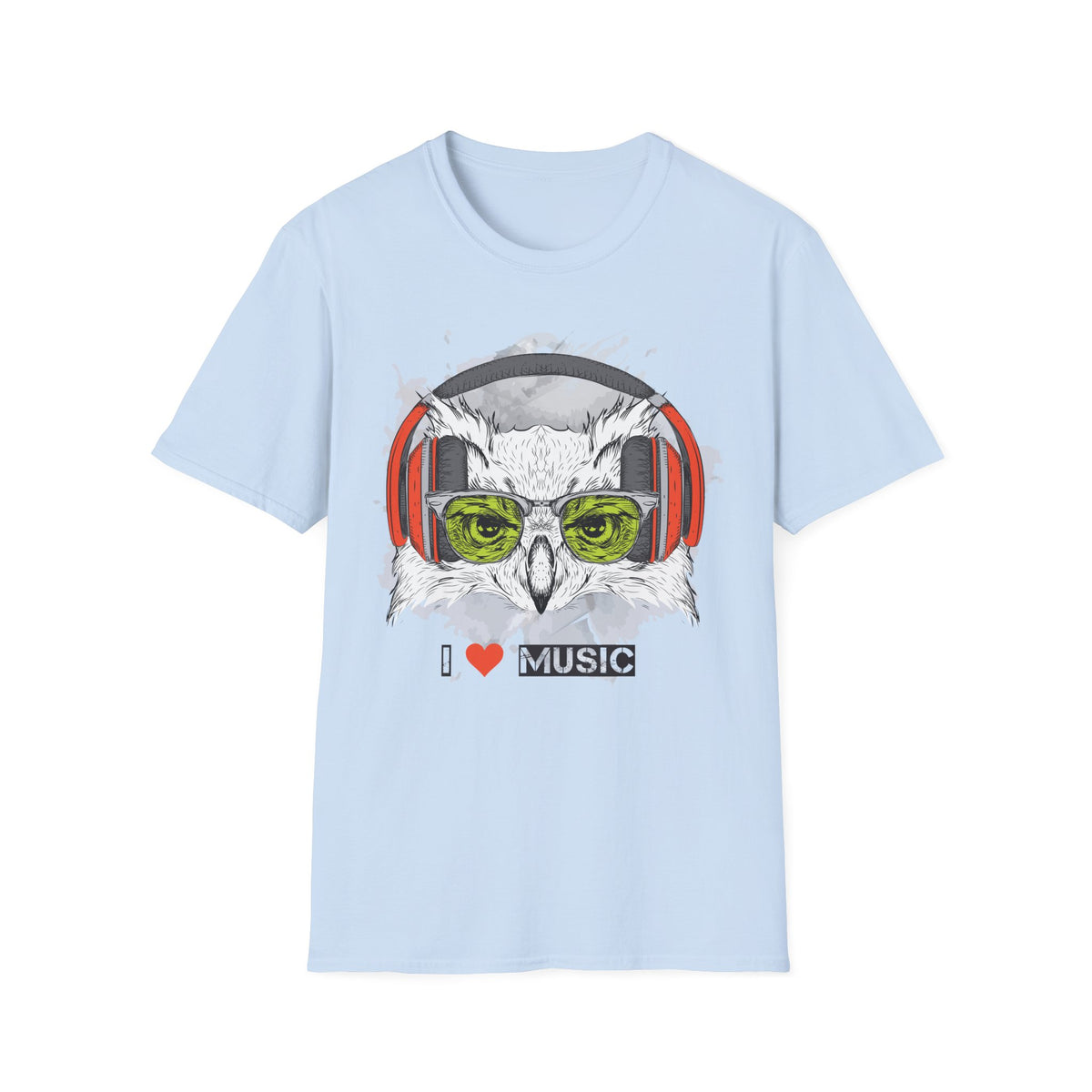 Music Owl T-Shirt Unisex Cotton Short Sleeves I love Music Graphic Tee
