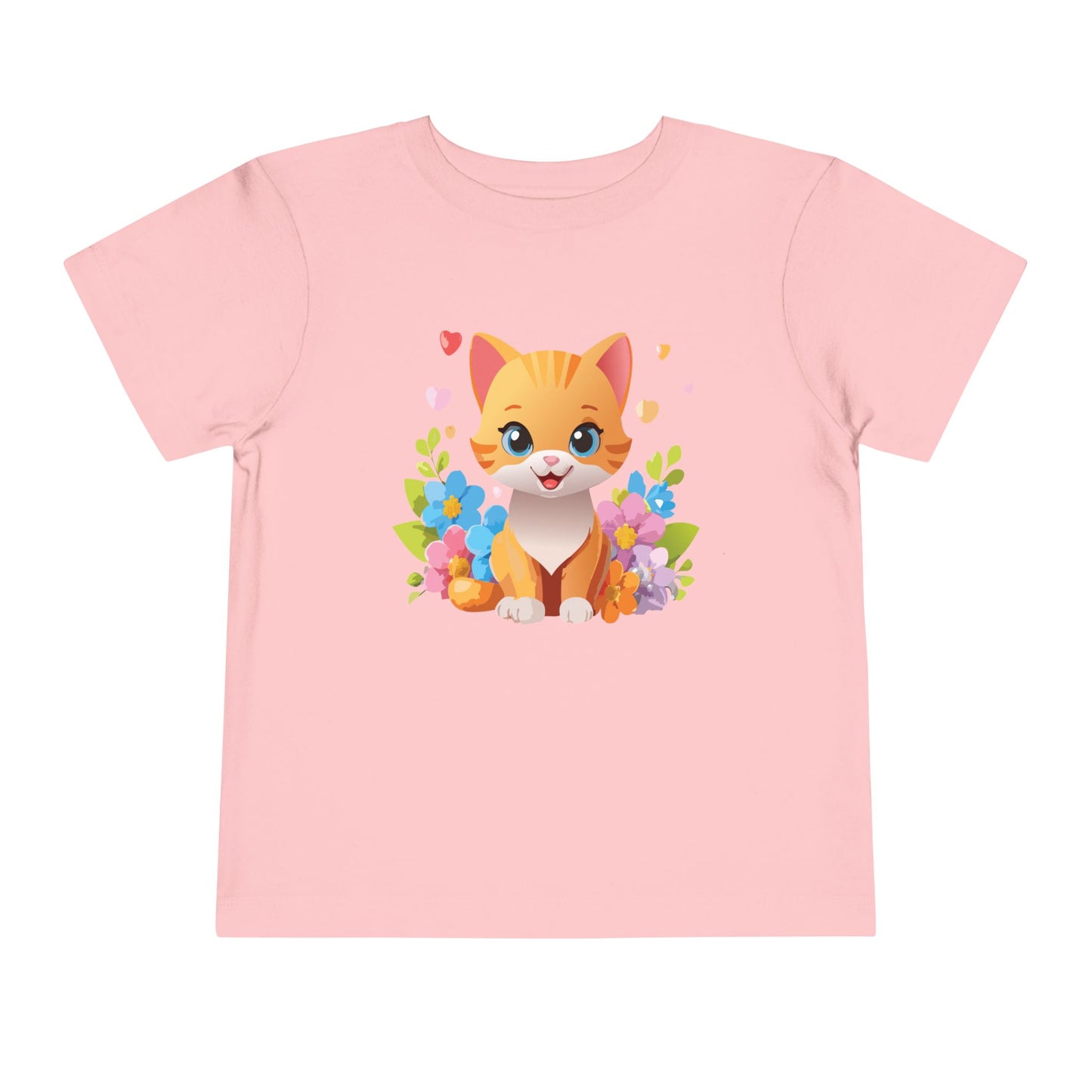 Bonita camiseta de manga corta para niños pequeños con gato: adorable camiseta con gráfico de gatito para niños (2 a 5 años)