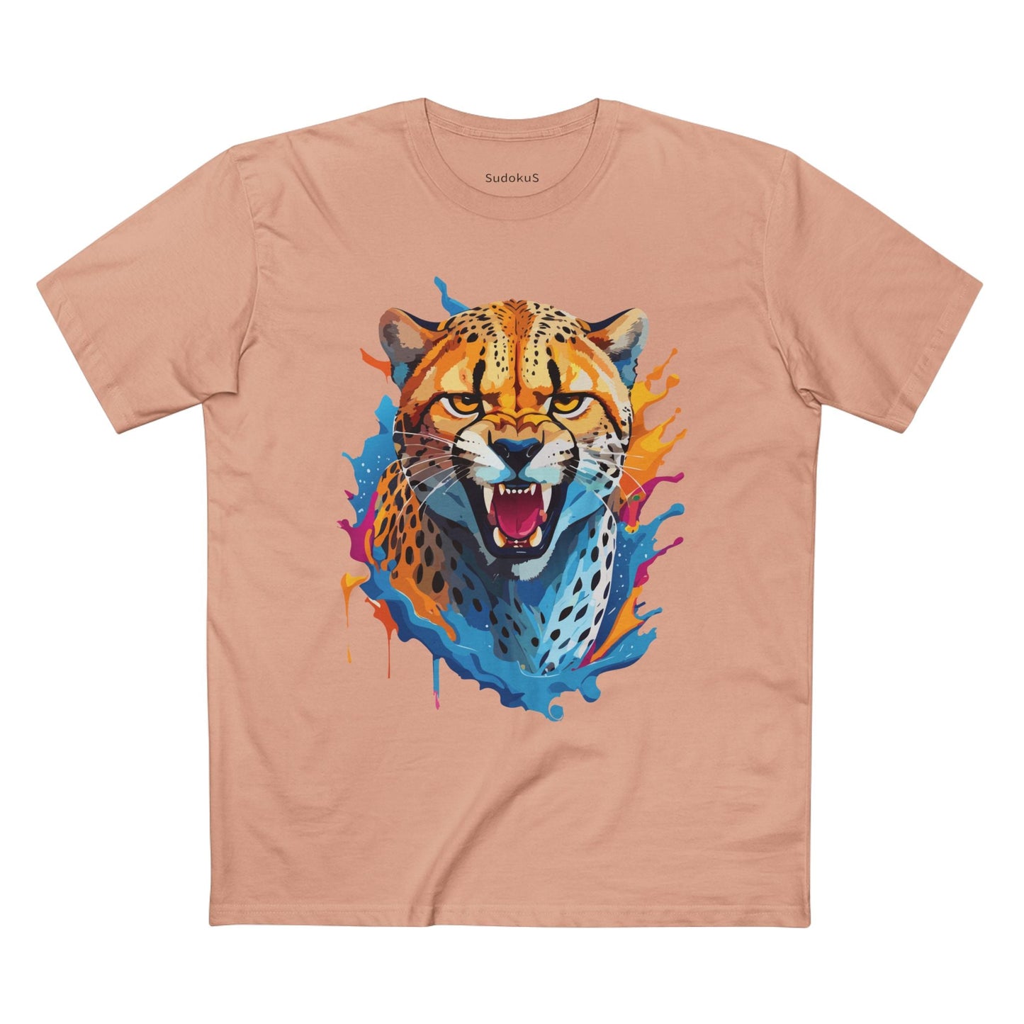 Cheetah Graphic Unisex 100 Cotton Staple Tee with Animal Design Artwork 24