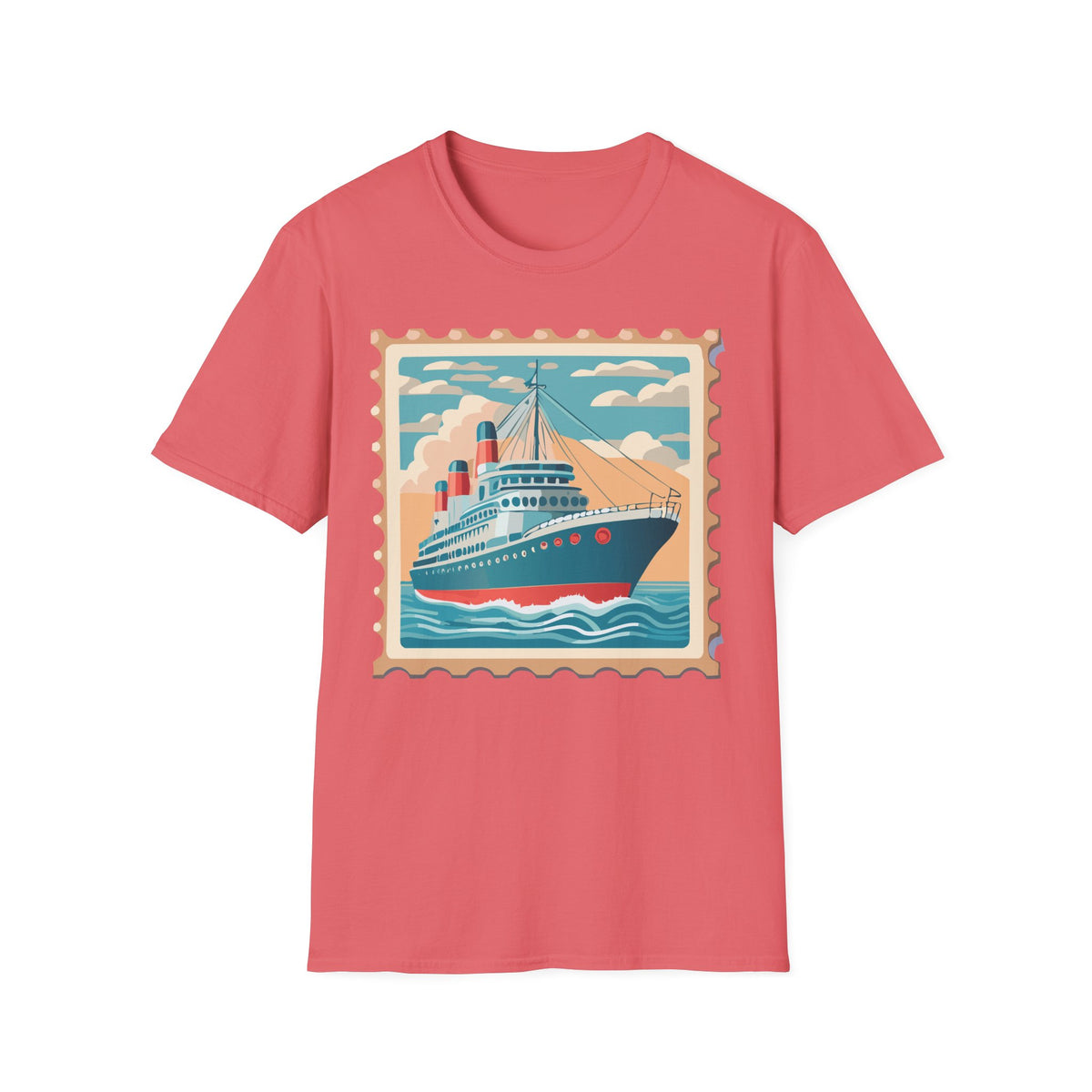 Vintage Ocean Liner Stamp T-Shirt | Retro Cruise Ship Tee