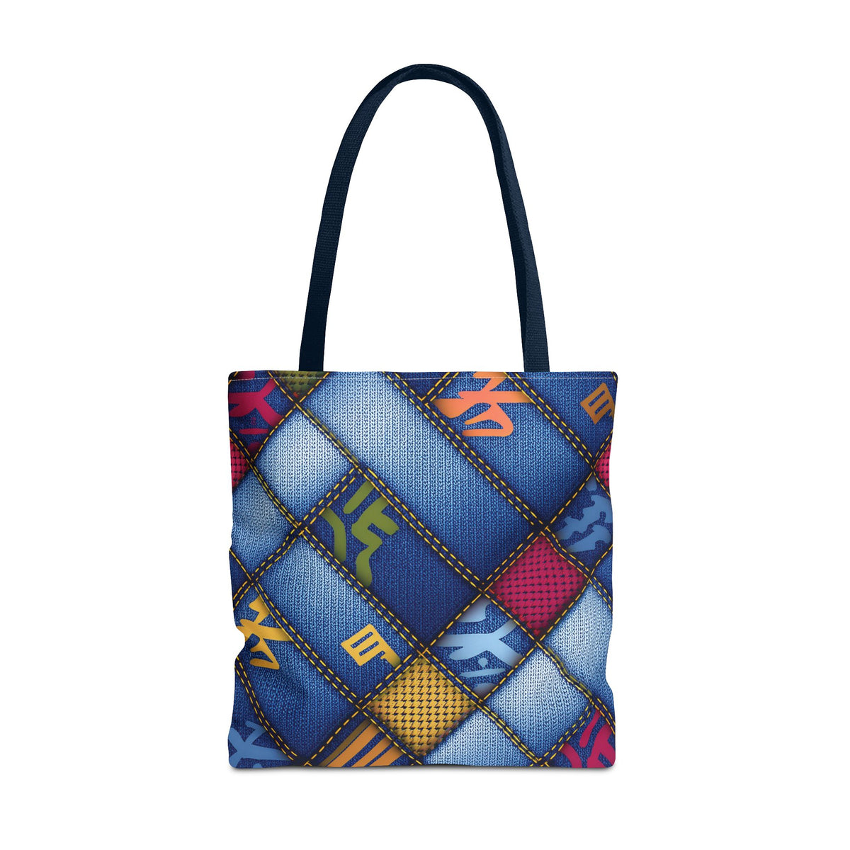 Denim Fabric Imitation Print Unisex Canvas Bag Poly Spun 3 Sizes Tote Bag 186-4