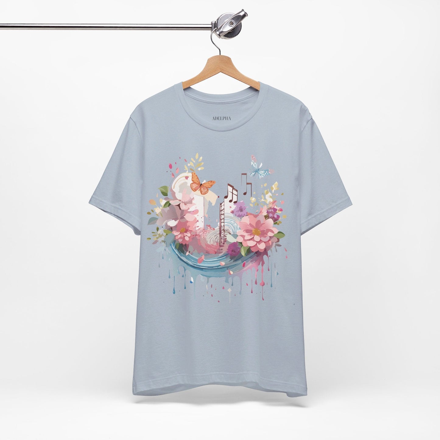 Music Graphic Unisex 100 Cotton Vintage Art with Musical Elements Tee 122