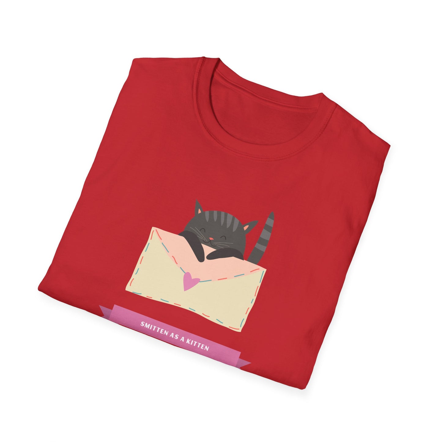 Cat Heart T-Shirt, T-Shirt with Love Cat, Valentine Day Tees with Animals, Unisex Cotton Tee with Art Design 34