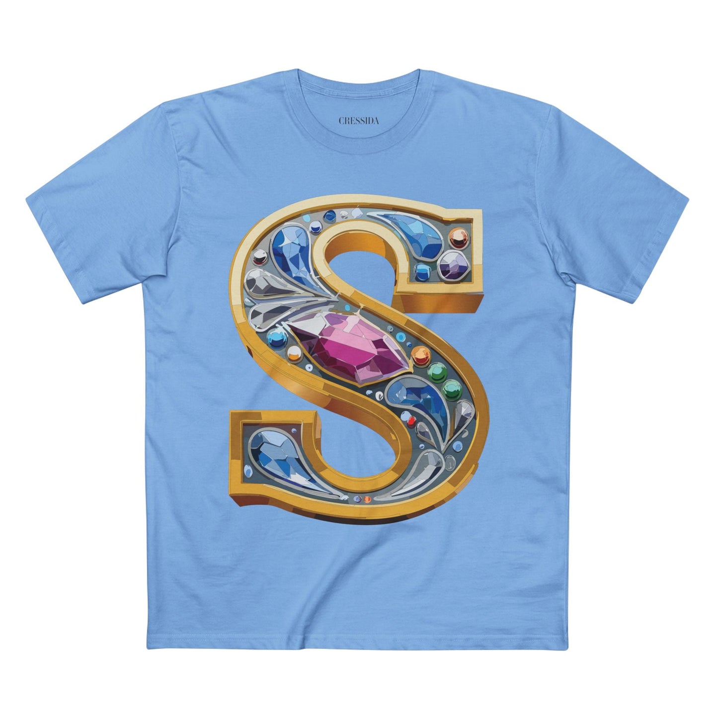 Letter S Graphic Design Tee Unisex 100 Cotton With Antique Gold Letters Artwork T-Shirt