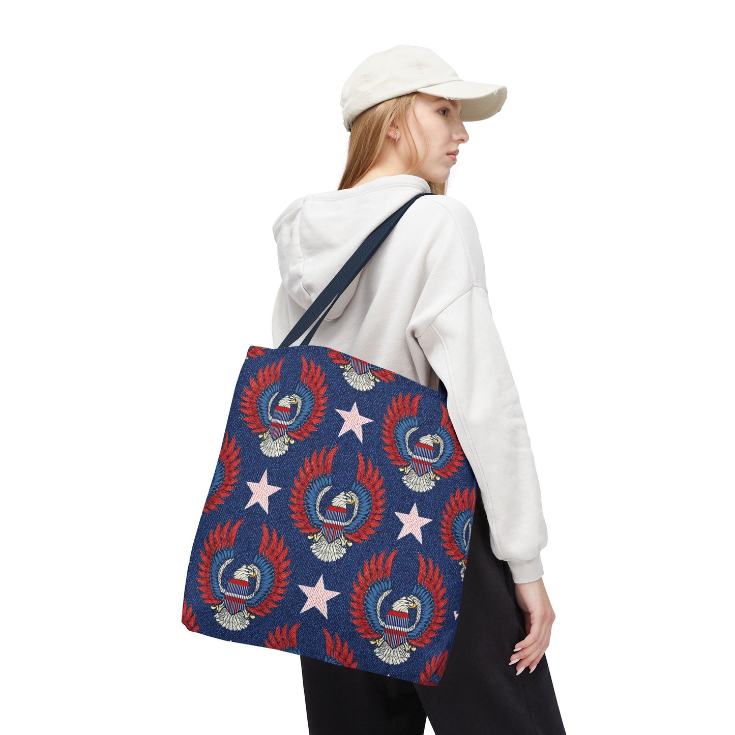 4th of July Graphic Denim Fabric Imitation Print Unisex Canvas Bag Poly Spun 3 Sizes Tote Bag 200-4