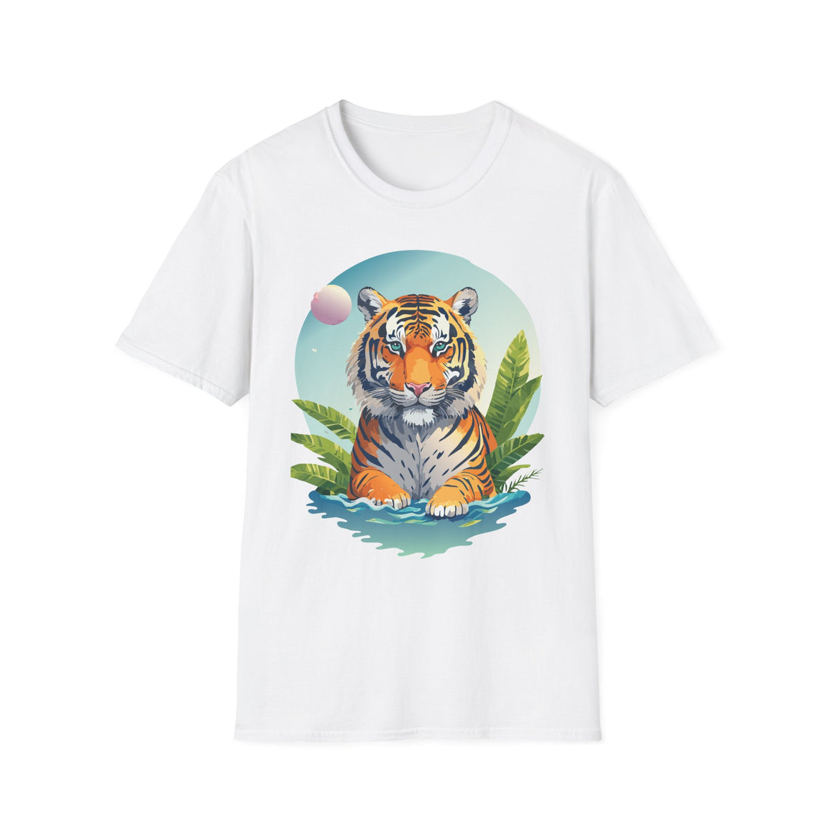 Retro Tiger Illustration T-Shirt | Vintage Sunset Jungle Art
