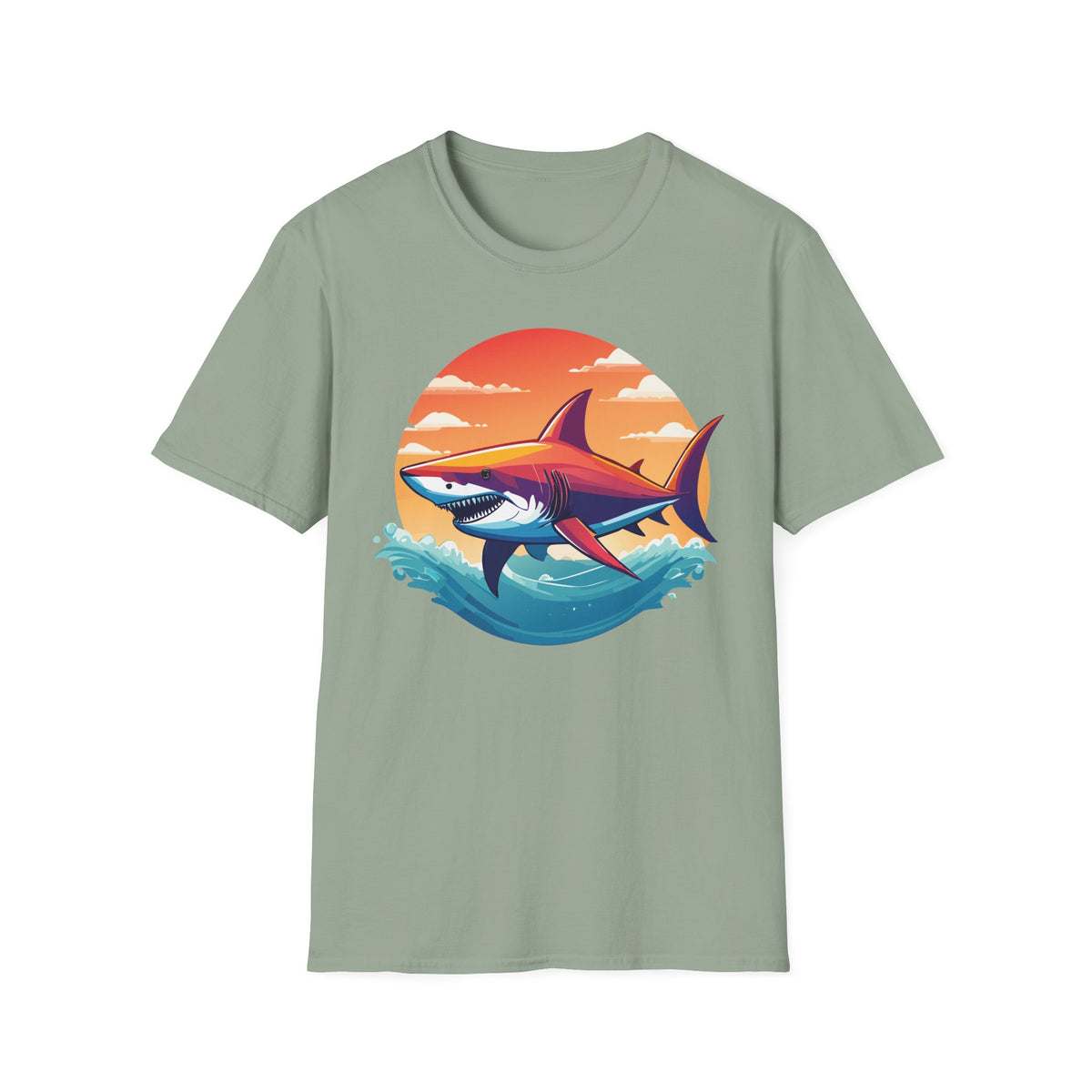 Sunset Shark T-Shirt | Retro Ocean Shark Illustration