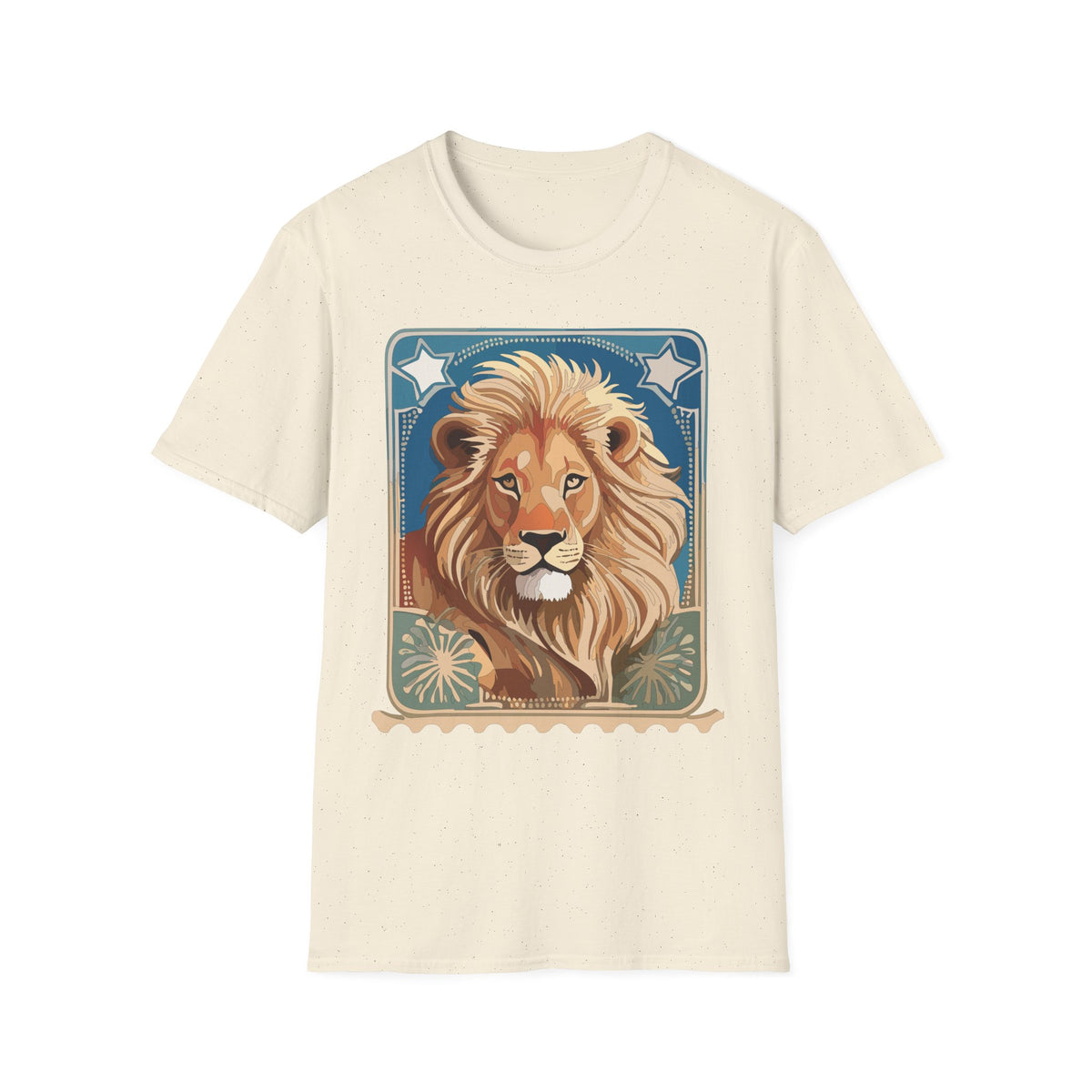 Majestic Lion Portrait Graphic Posters, Post Stamps Design Unisex 100 Cotton Gildan T-Shirt