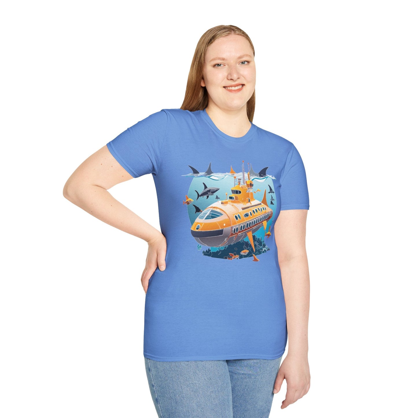 Ocean Themed Unisex Gildan Softstyle 64000 Short Sleeve T Shirt With Ocean Art Design