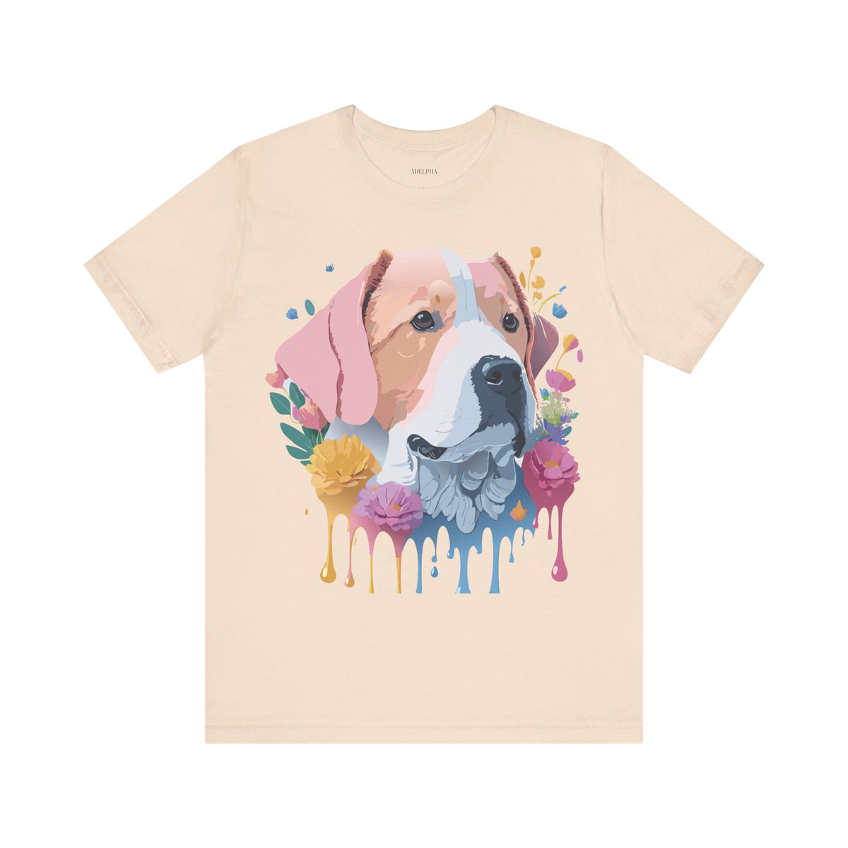 Dog Graphic Unisex Cotton Bella+Canvas Tee with Art Animal Design e116