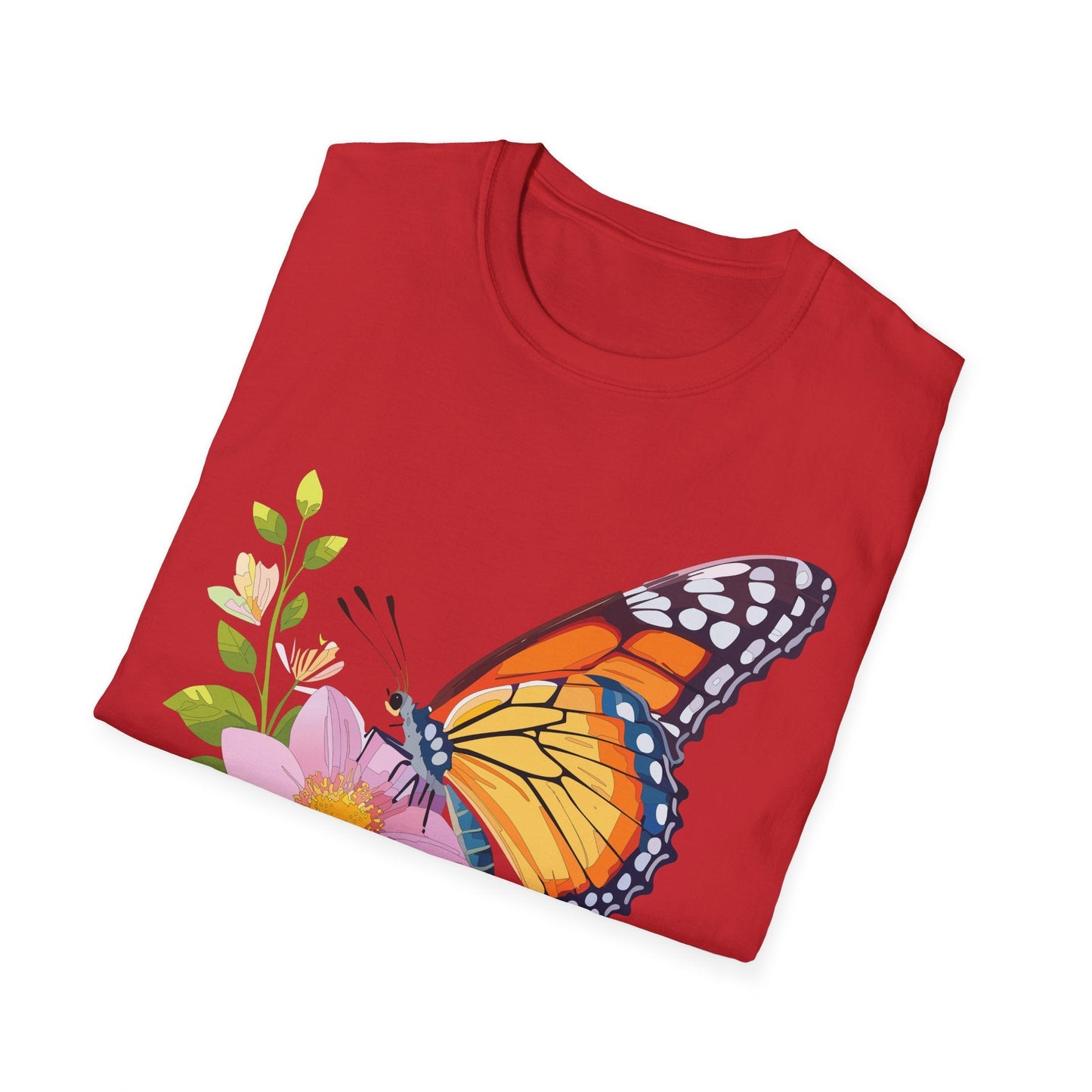 Butterfly T Shirt for Women and Men Monarch Print Softstyle Unisex Gildan 64000 Tee
