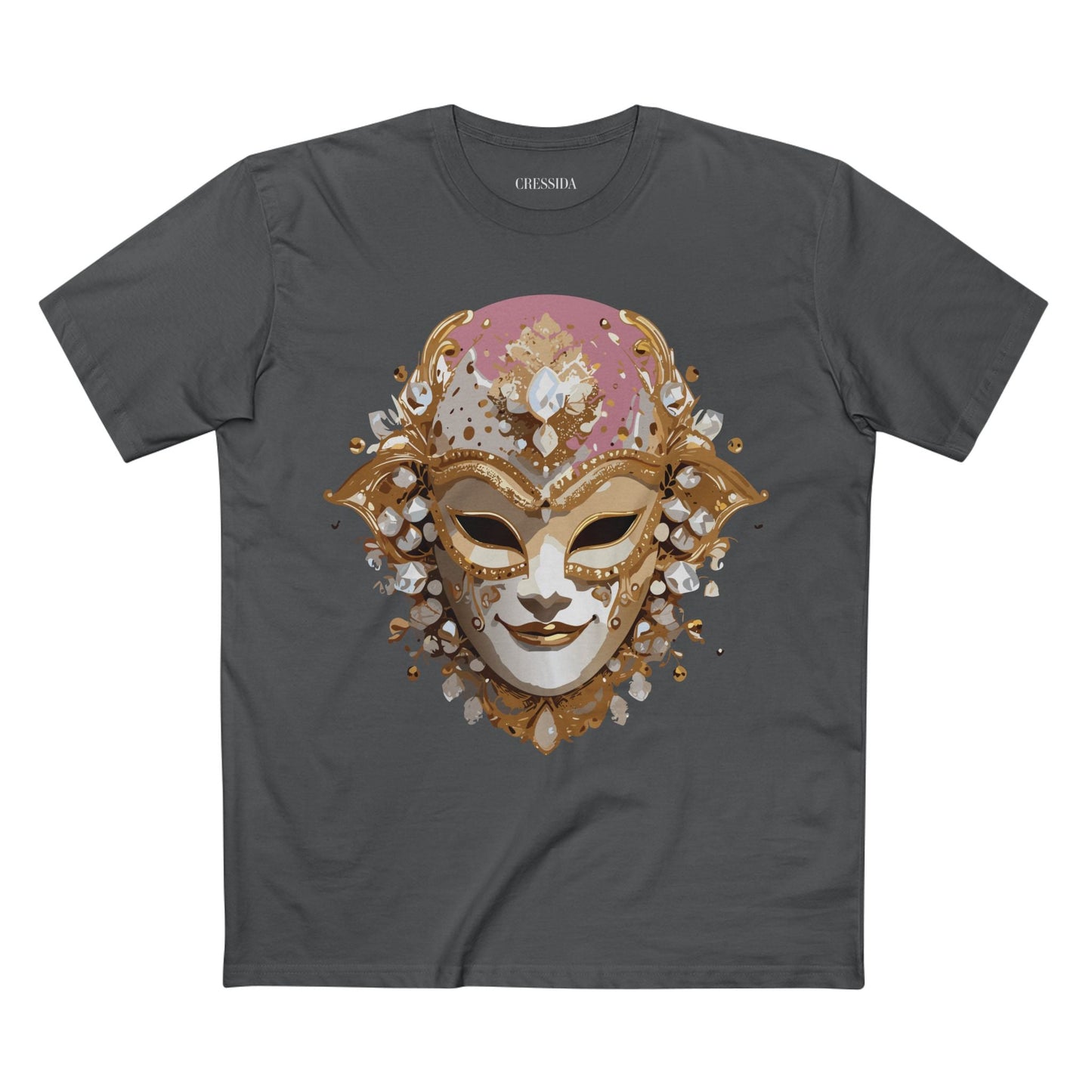 Carnival Mask Graphic T-Shirt Unisex 100 Cotton With Antique Gold Art Design Tee 19