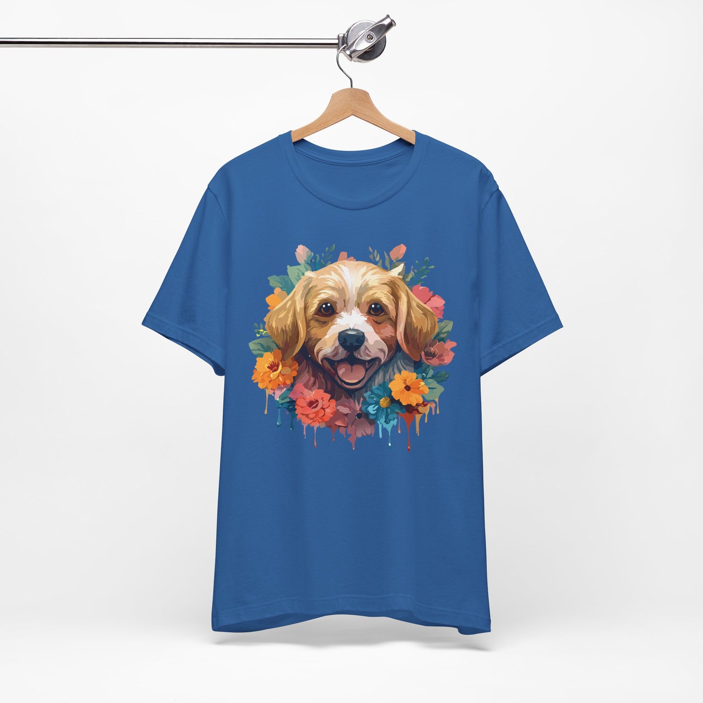 Floral Dog Tee, Animal Shirt, Dog Shirt, Floral Tee, Flower T-shirt, T-Shirt with Animal, Summer Top with Art Design