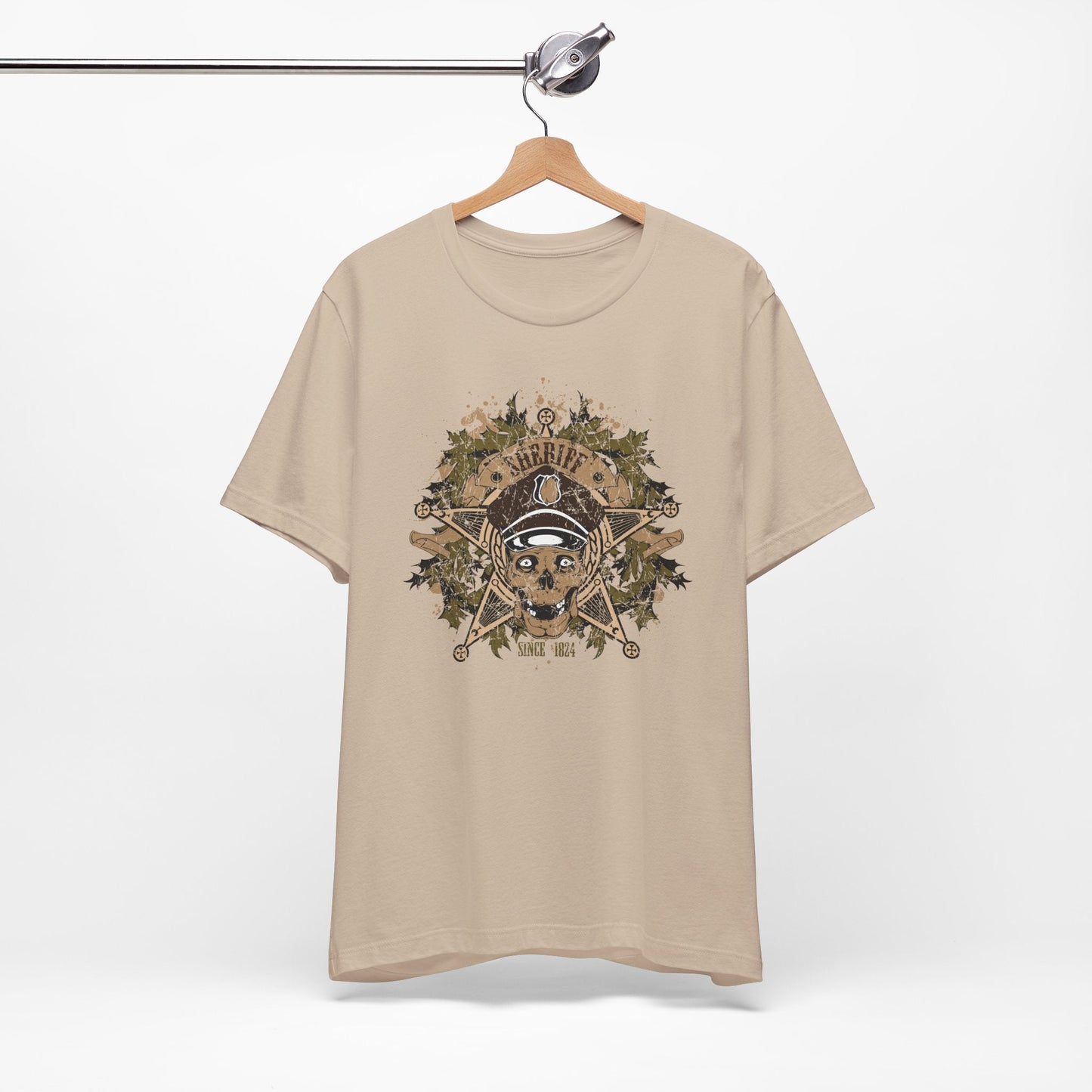 Skull Floral Emblem Graphic Unisex Cotton Tee Art-45