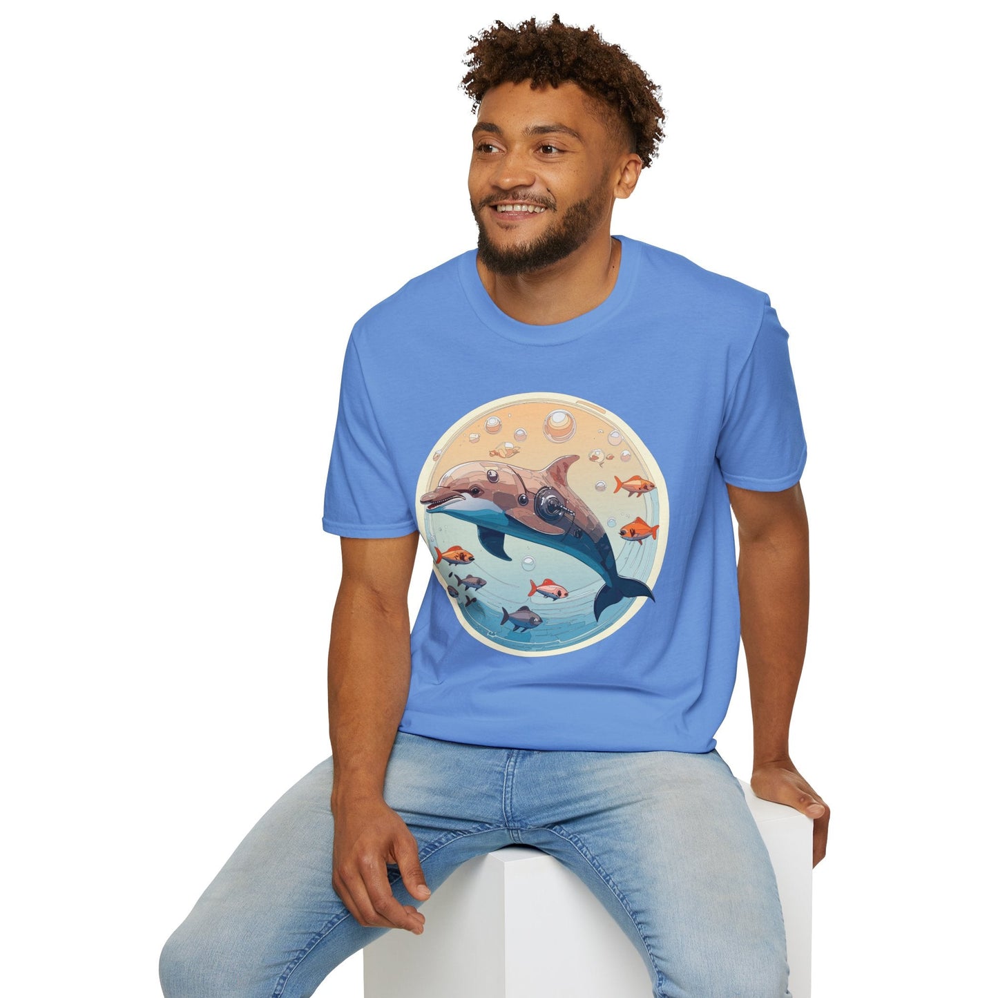 Dolphin Shirt Unisex Softstyle Tee 100 Percent Ring Spun Cotton Breathable Gildan 64000