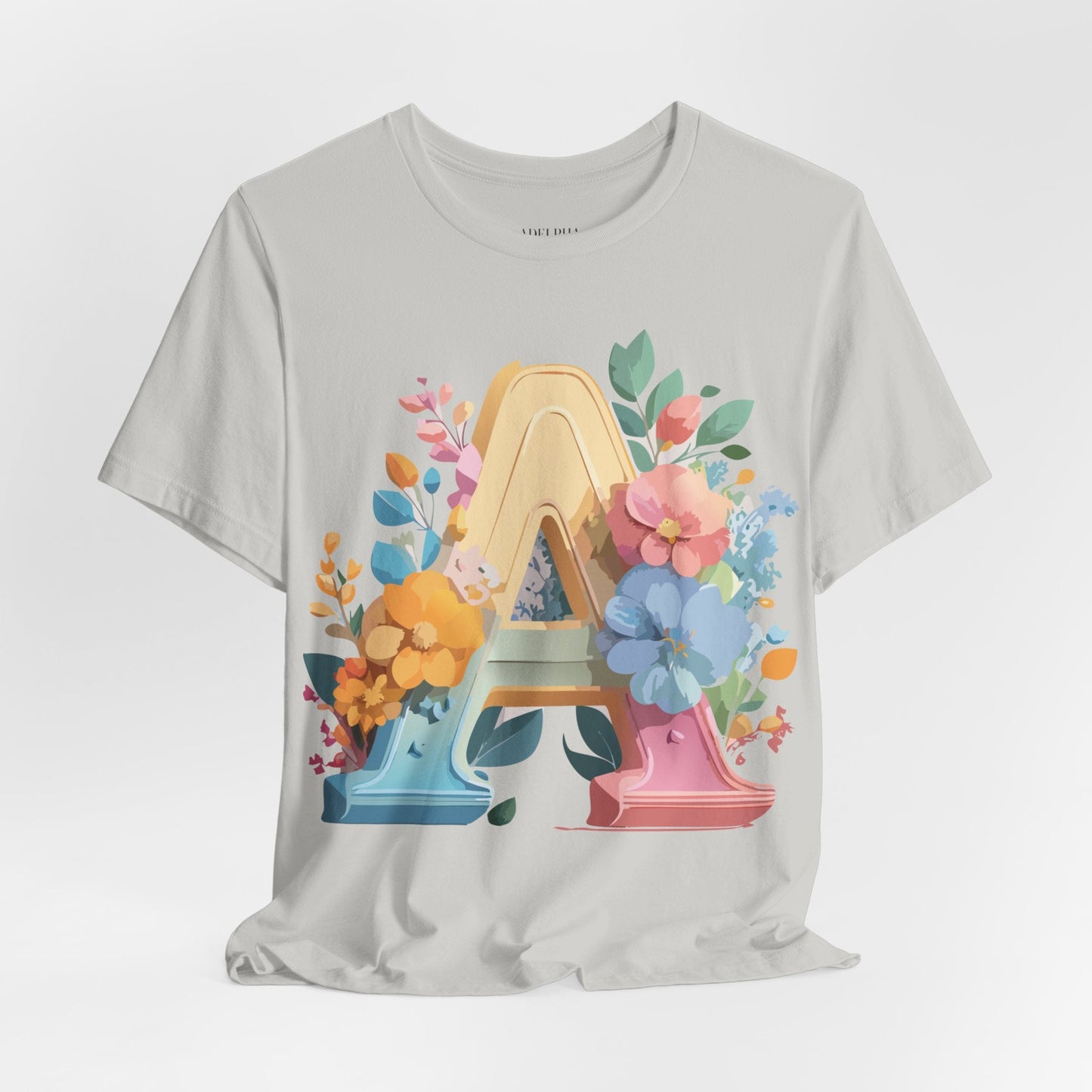 Letter A Shirt Graphic Tee Unisex Short Sleeve by Adelpha Vintage Inspired Art Tee