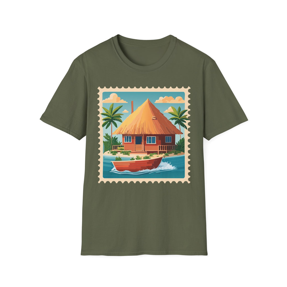 Tropical Tiki Hut T-Shirt | Beach House Palm Tree Illustration