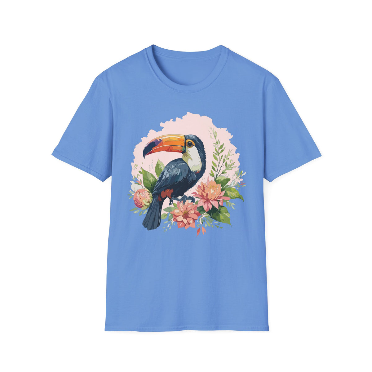 Tropical Toucan Illustration T-Shirt | Floral Bird Graphic