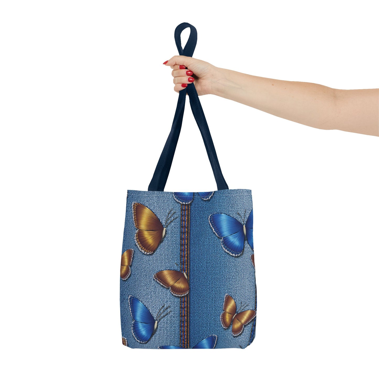 Denim Fabric Imitation Print Unisex Canvas Bag Poly Spun 3 Sizes Tote Bag 172
