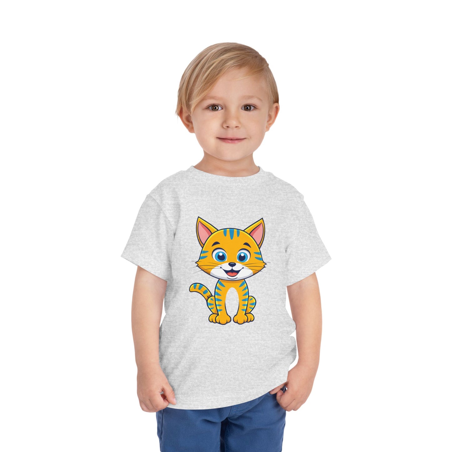 Bonita camiseta de manga corta para niños pequeños con gato: adorable camiseta con gráfico de gatito para niños (2 a 5 años)