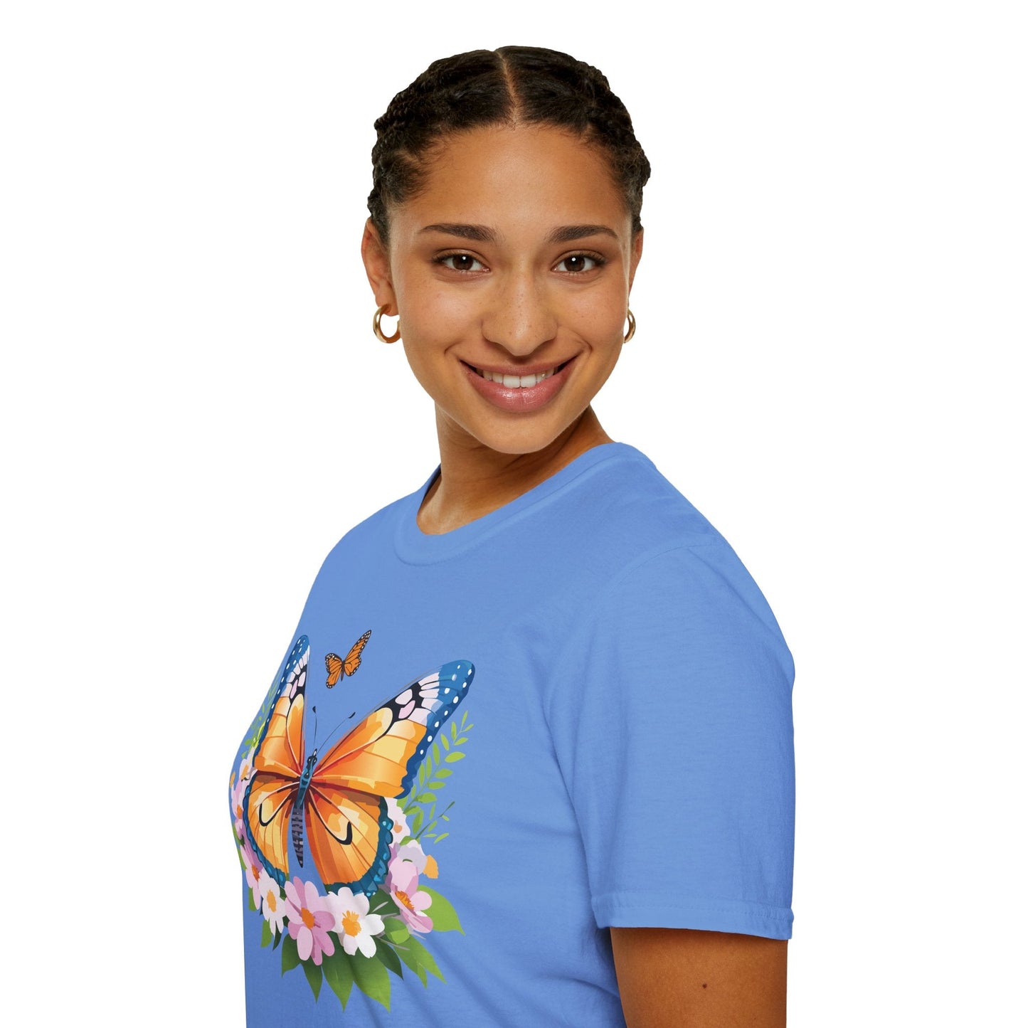 Butterfly Shirt Unisex Cotton Tee Monarch Butterfly Design Gildan Softstyle 64000 Short Sleeve
