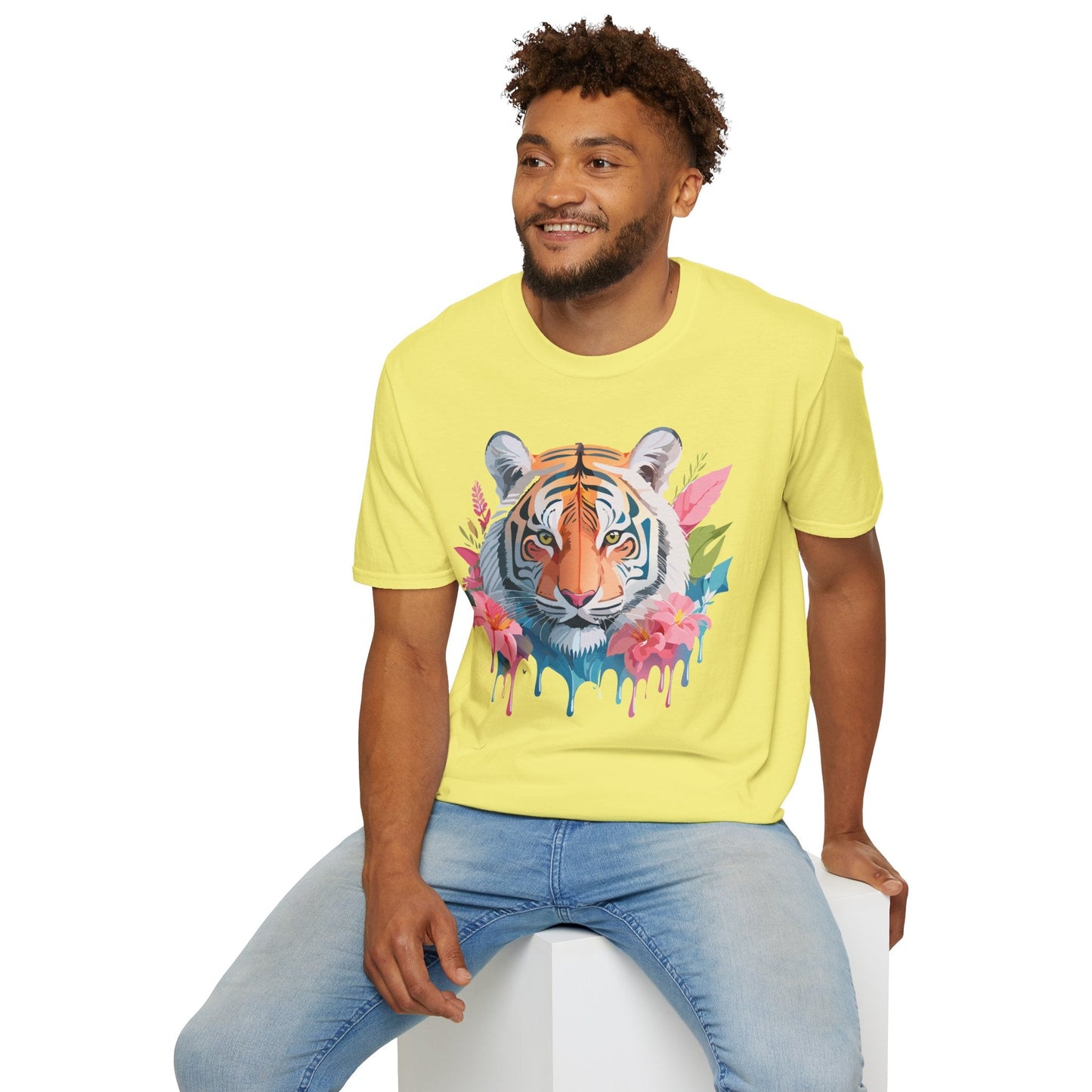 Tiger Print Unisex Softstyle T Shirt Short Sleeve Gildan 64000 Tee