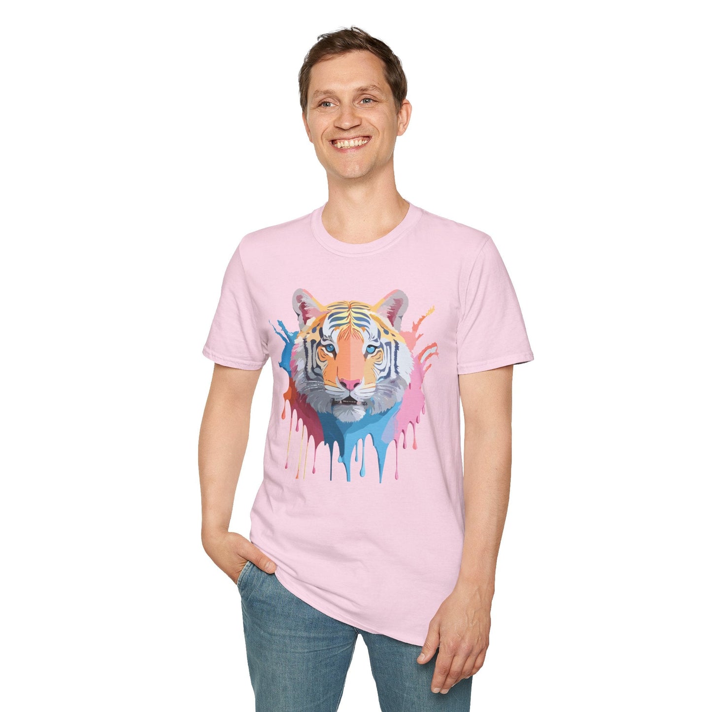 Tiger Print Unisex Softstyle T Shirt Gildan 64000 Comfort Tee