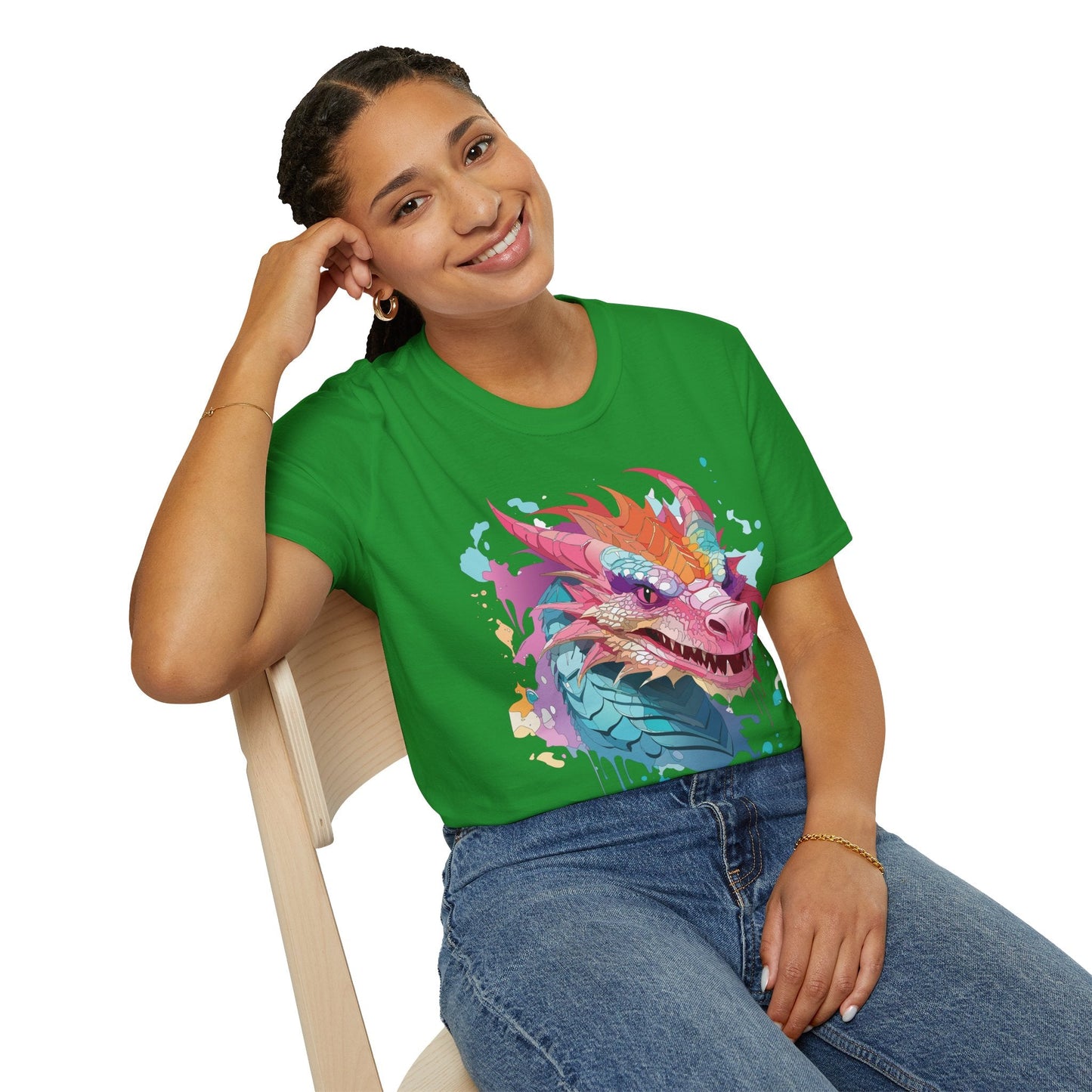 Dragon Graphic Tee Unisex Gildan Softstyle Cotton Shirt With Animal Art Design 64000