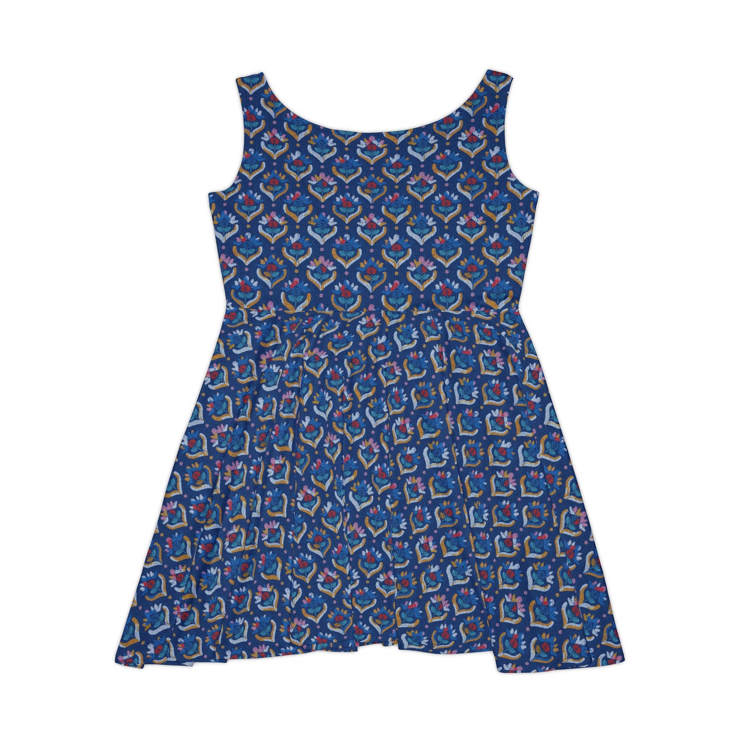 Women Denim Print Skater Dress, Denim Print Poly-Span Dress - 36-2