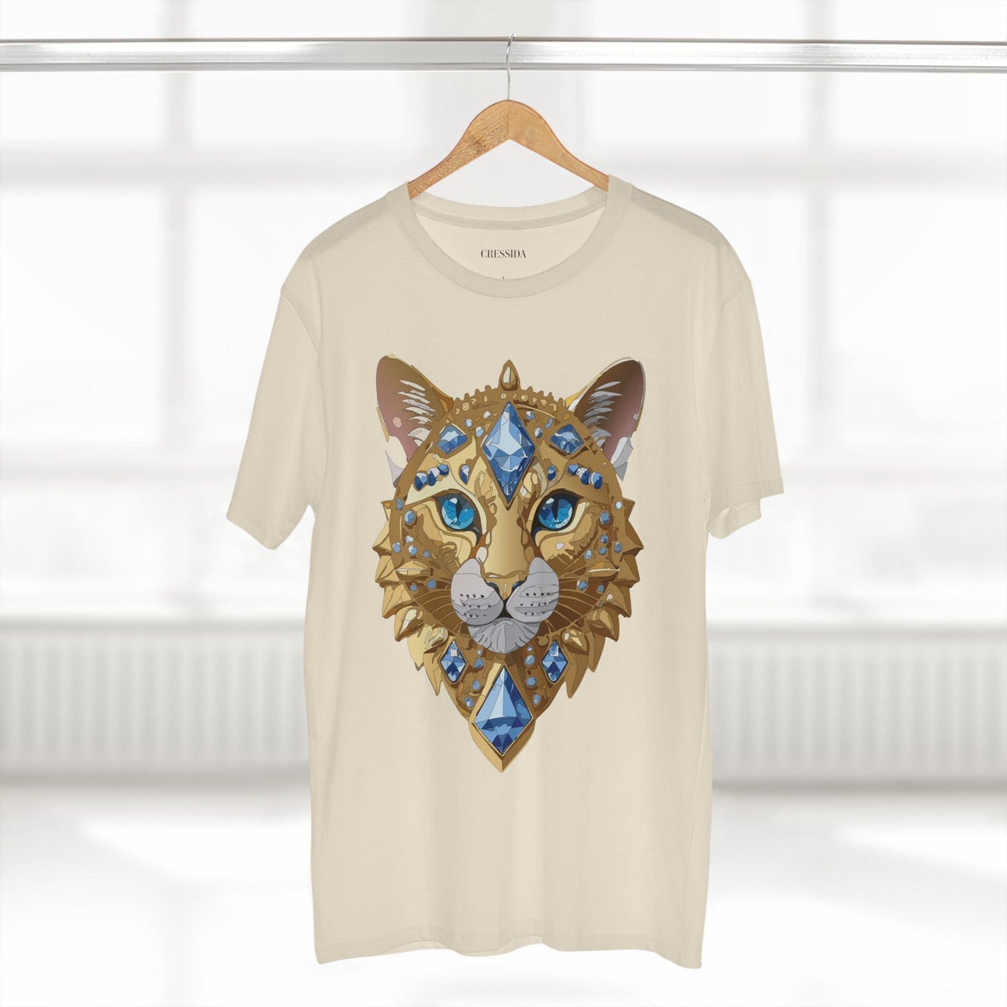 Cat Graphic Unisex 100 Cotton Tee With Unique Animal Golden Medallion Art Design 12