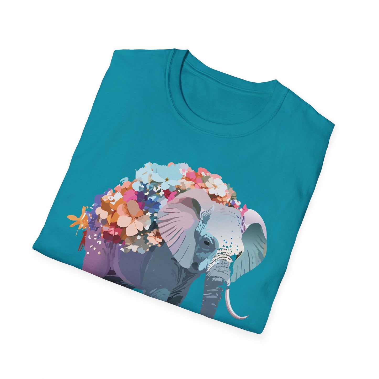 Elephant T Shirt Unisex Softstyle Tee 100 Percent Ring Spun Cotton Animal Design