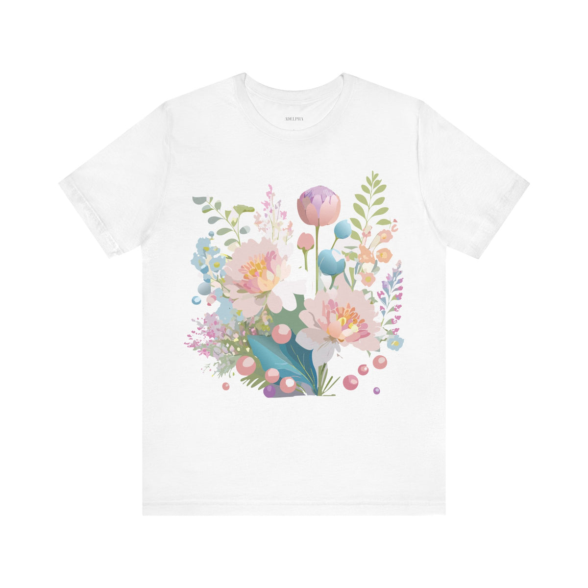 Floral Graphic Unisex Cotton Bella+Canvas Tee with Flowers Art Design n123
