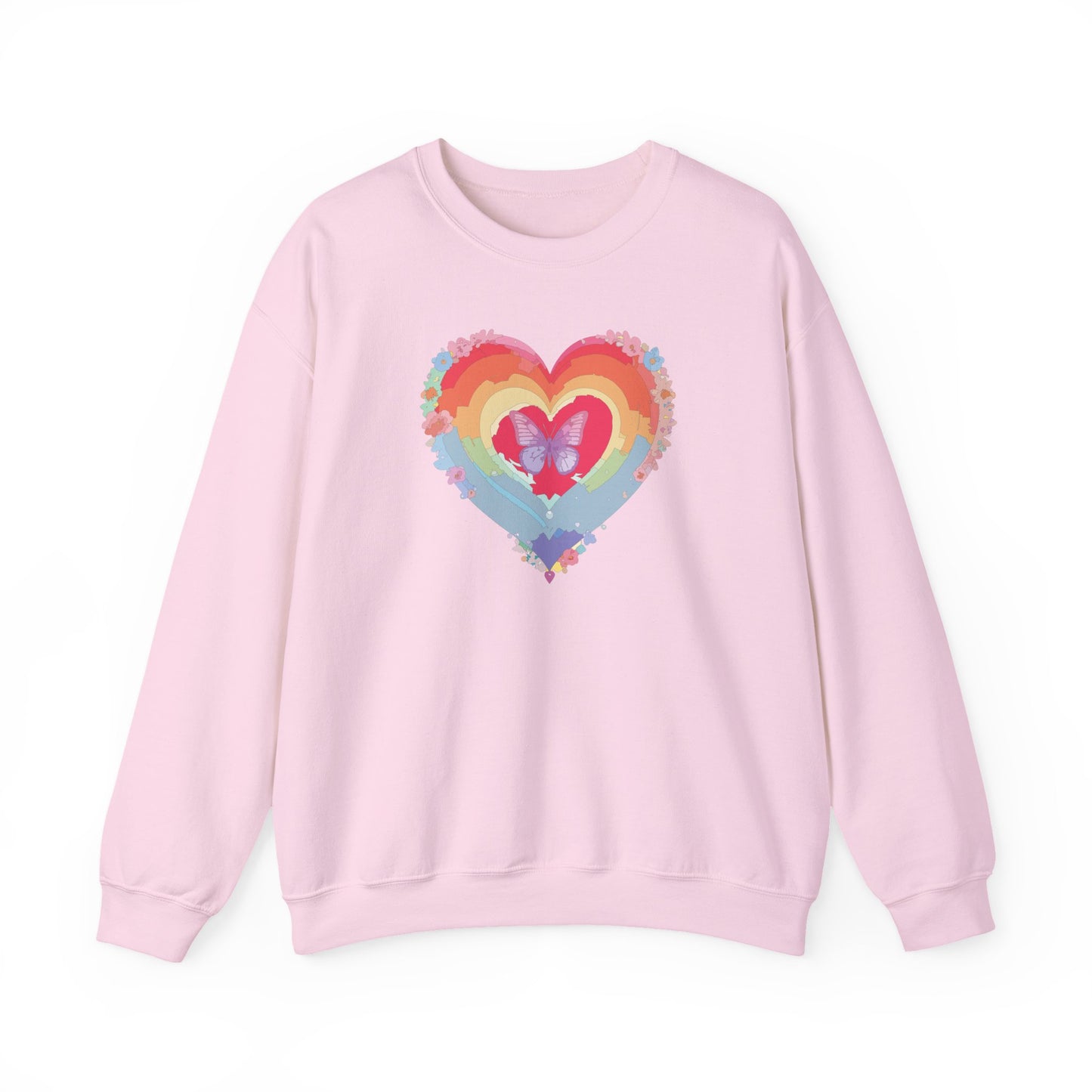 Rainbow Heart Sweatshirt, Floral Heart Sweatshirt, Floral Love Sweatshirt, Valentine's Day Sweatshirt, Rainbow Heart Floral Sweatshirt 116