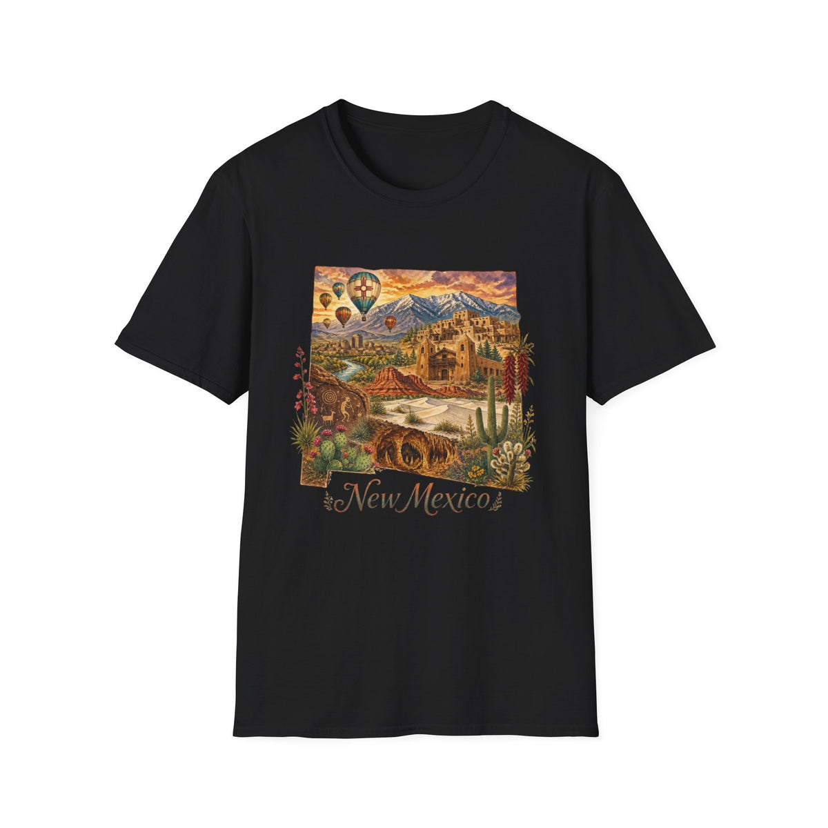 New Mexico State Travel Tourist Graphic Design Unisex 100 Cotton Gildan T-Shirt